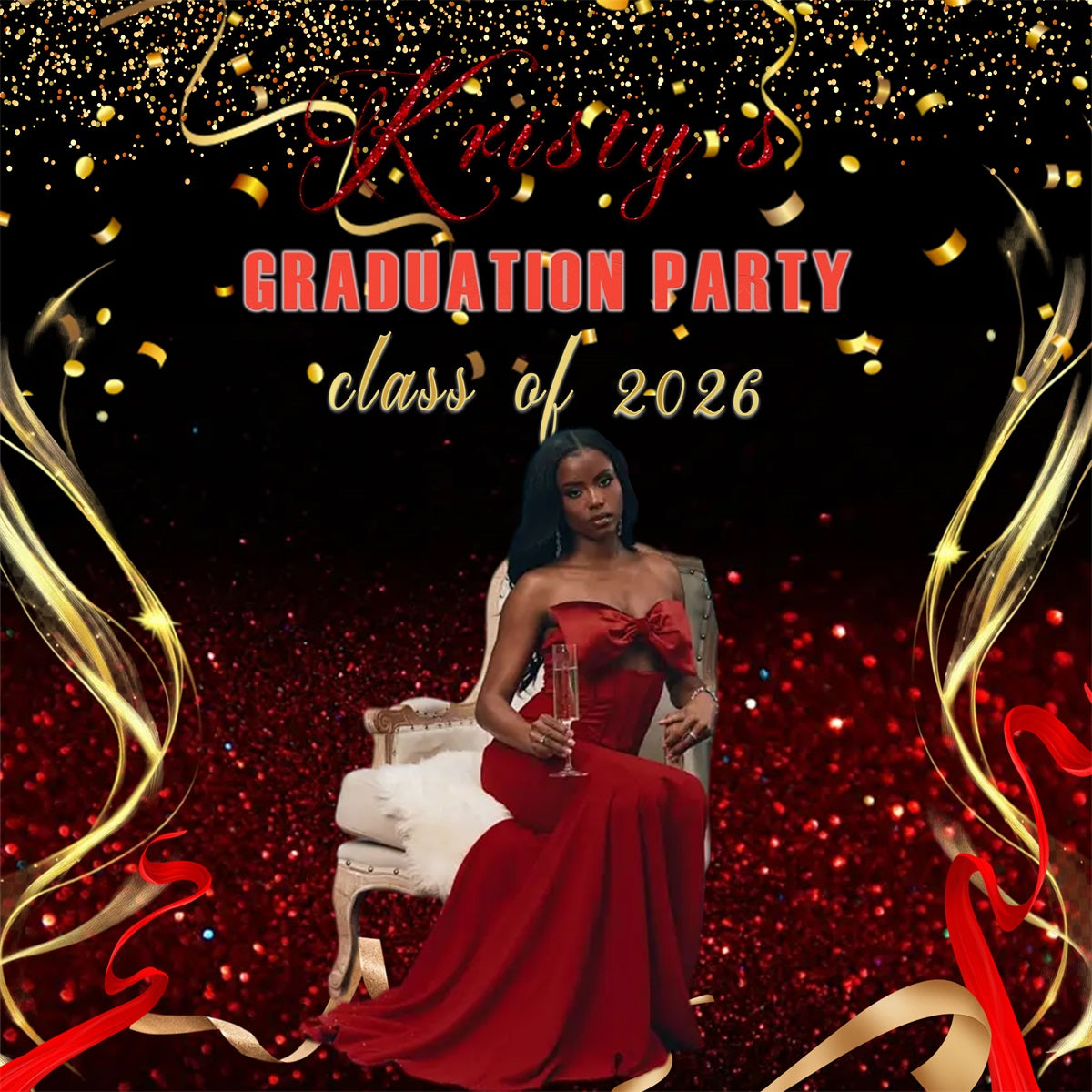 Red Glitter Graduation Backdrop Red Glamorous Celebration Party Backdrops For Graduation Party UK RR63-47