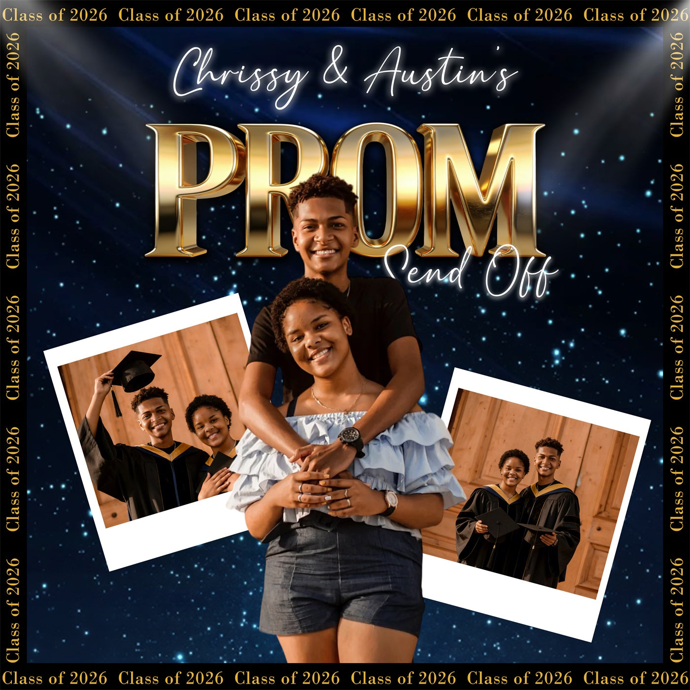 Starry Night Prom Backdrop Twinkle Stars Celebration Custom Prom Send Off Backdrop UK RR63-52
