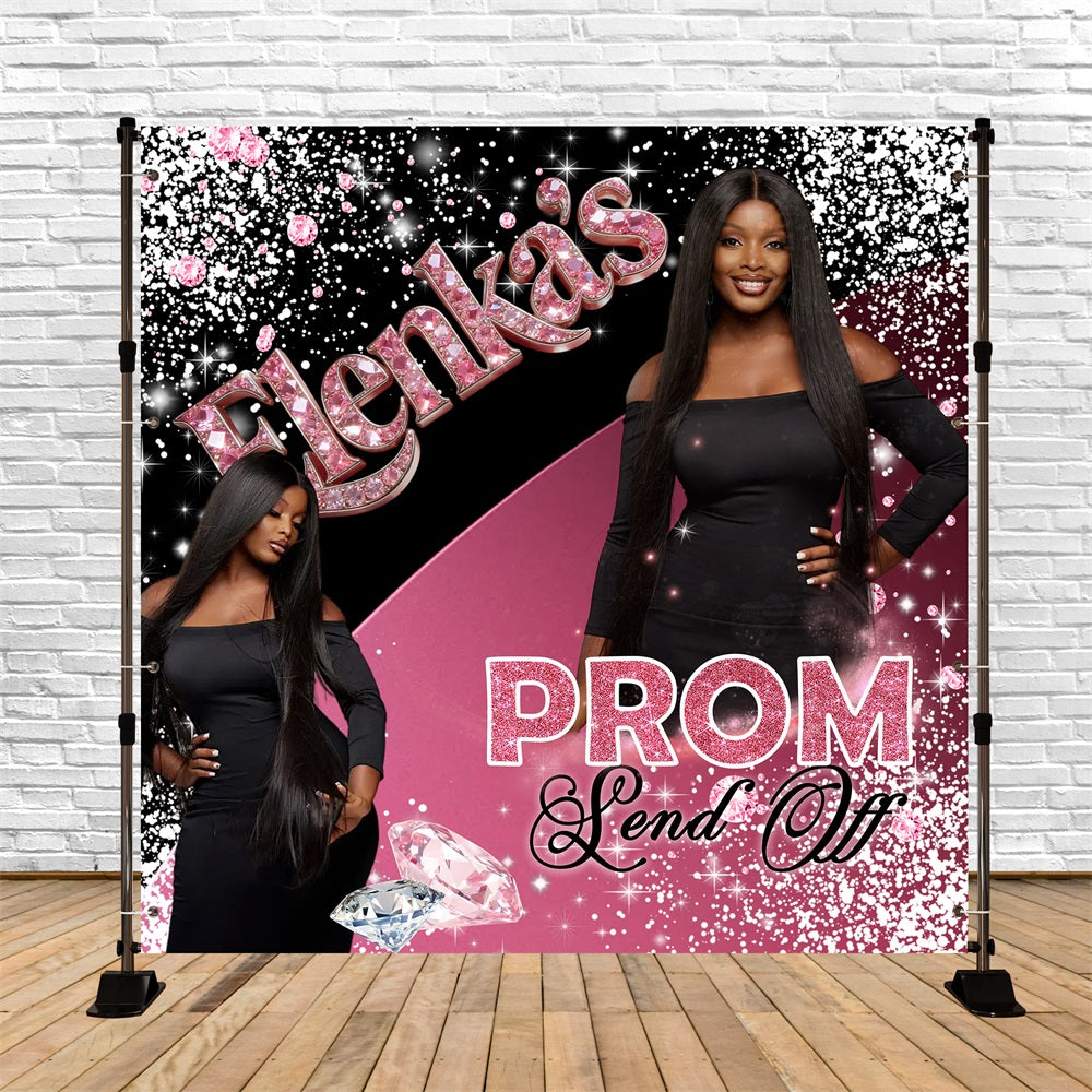 Pink Glitter Prom Backdrop Pink Sliver Sparkle Diamond Custom Prom Backdrop UK RR63-53