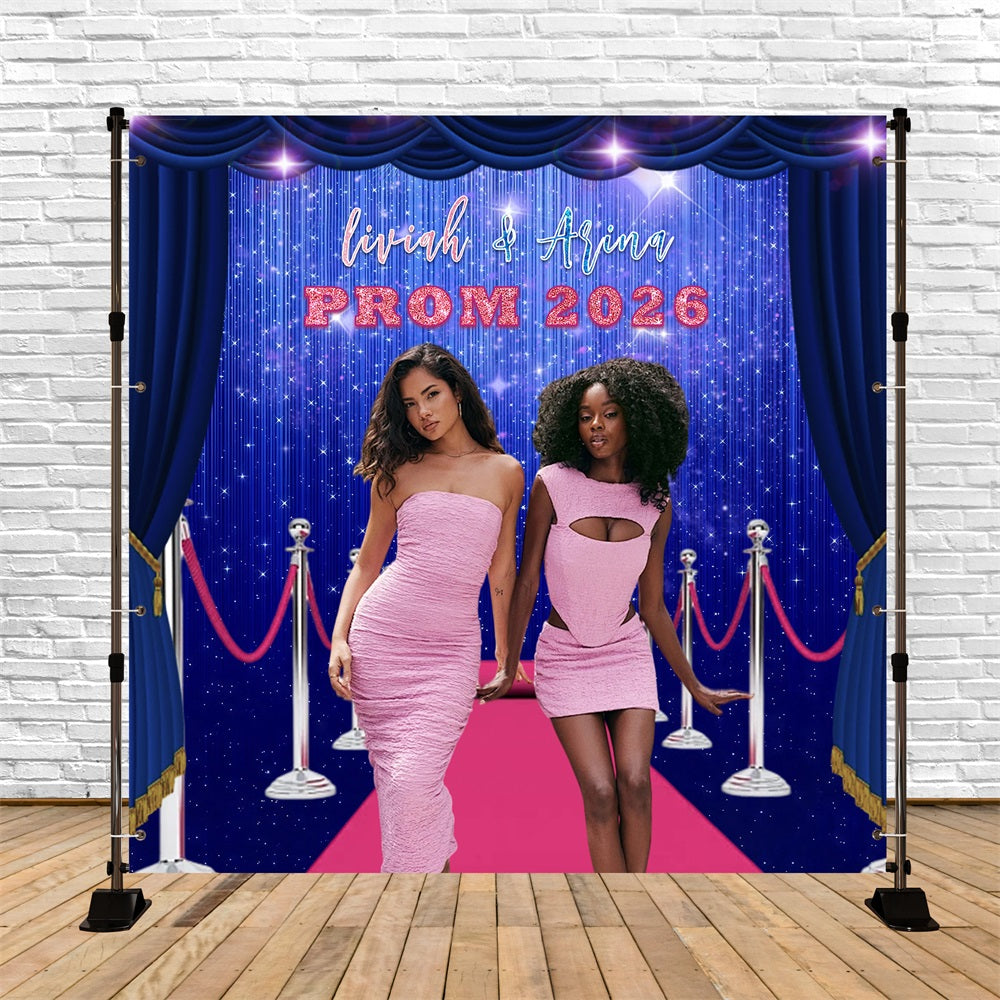 Red Carpet Prom Backdrop Blue Shimmer Curtain Stage Prom Night Backdrop UK RR63-59