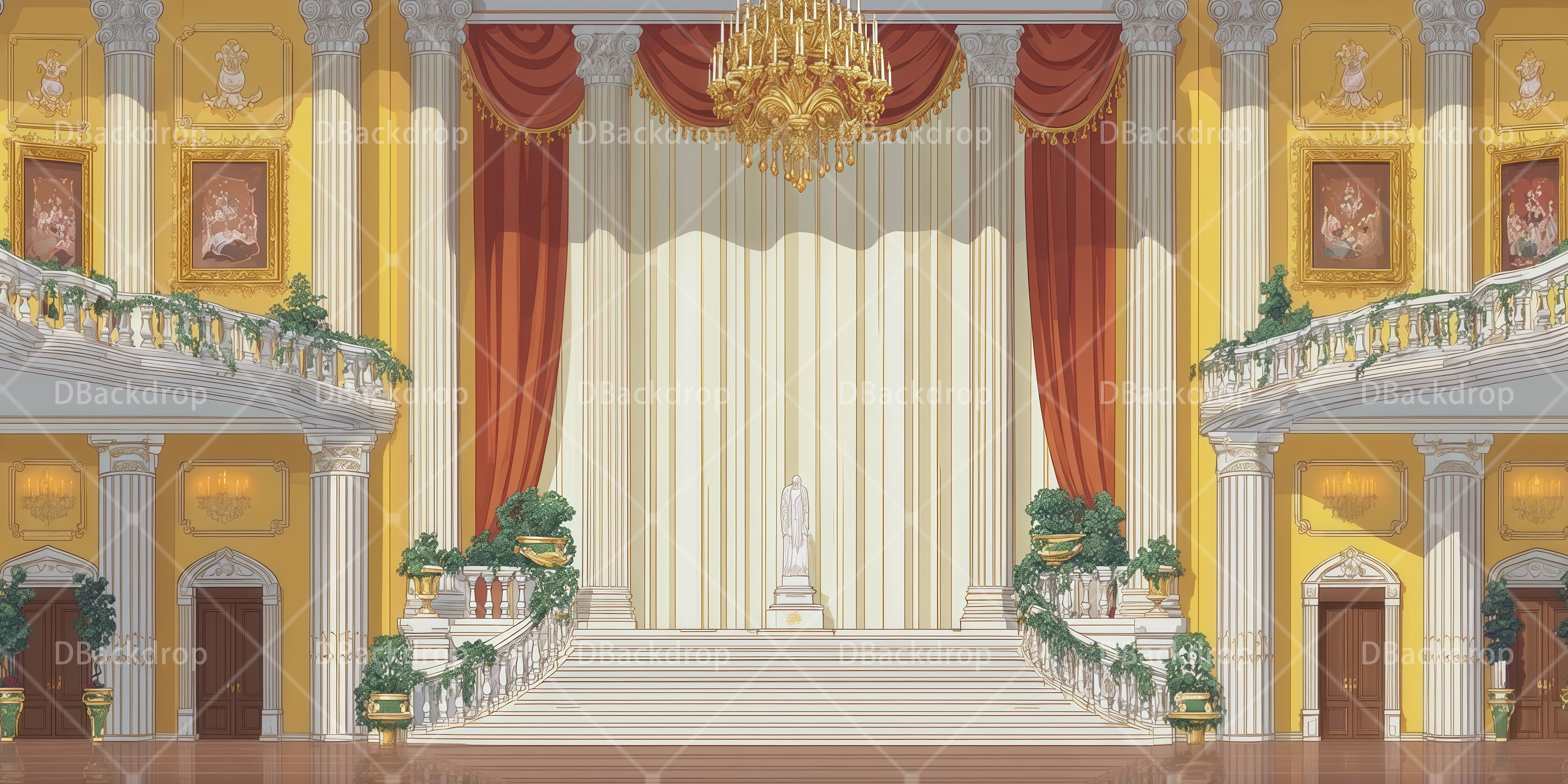 Performance Backdrop Palace Interior School Play Backdrops UK RR65-T42