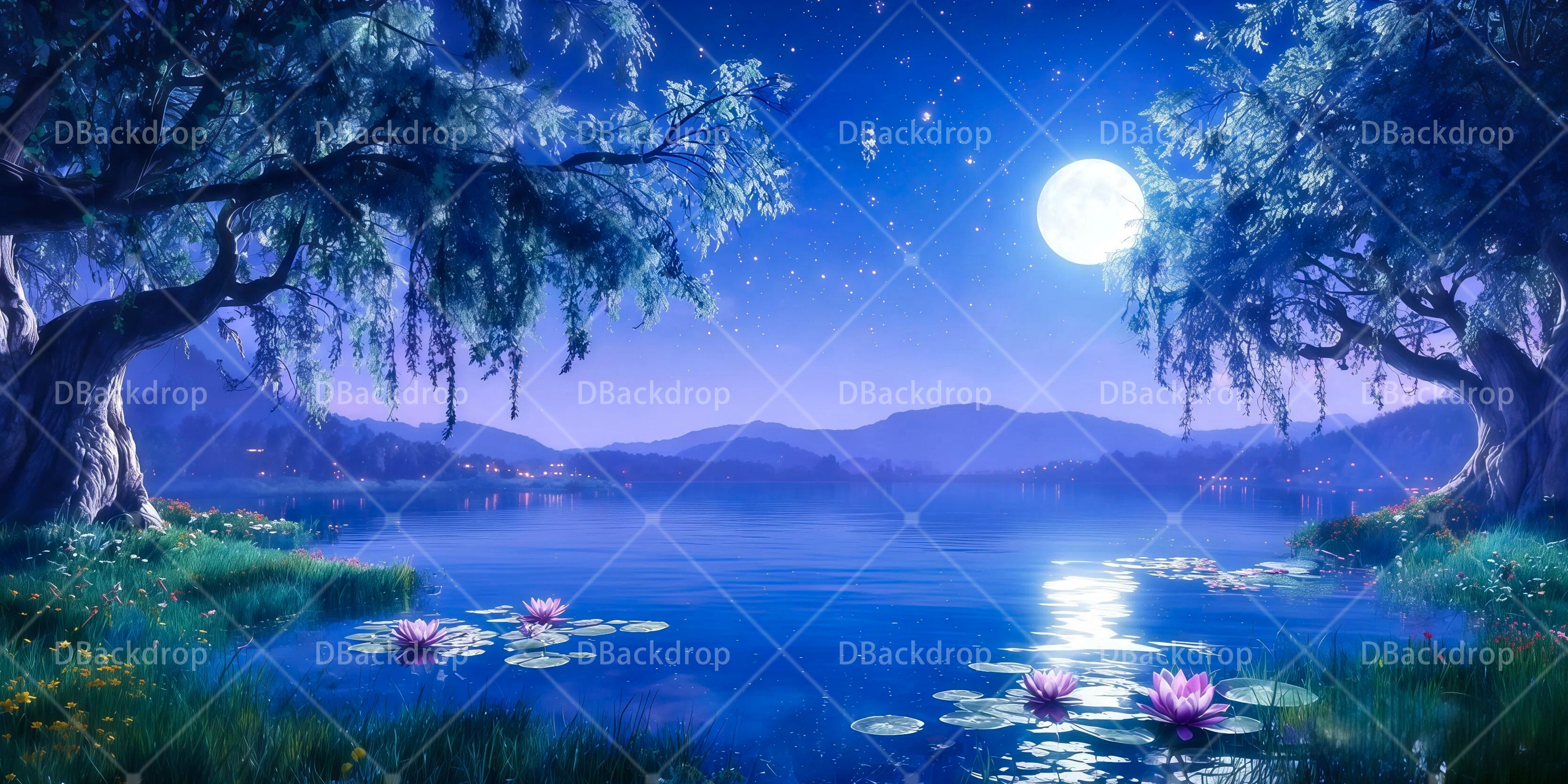 Scenery Backdrops For Theater Twilight Lake Scenic Backdrops UK RR65-T57