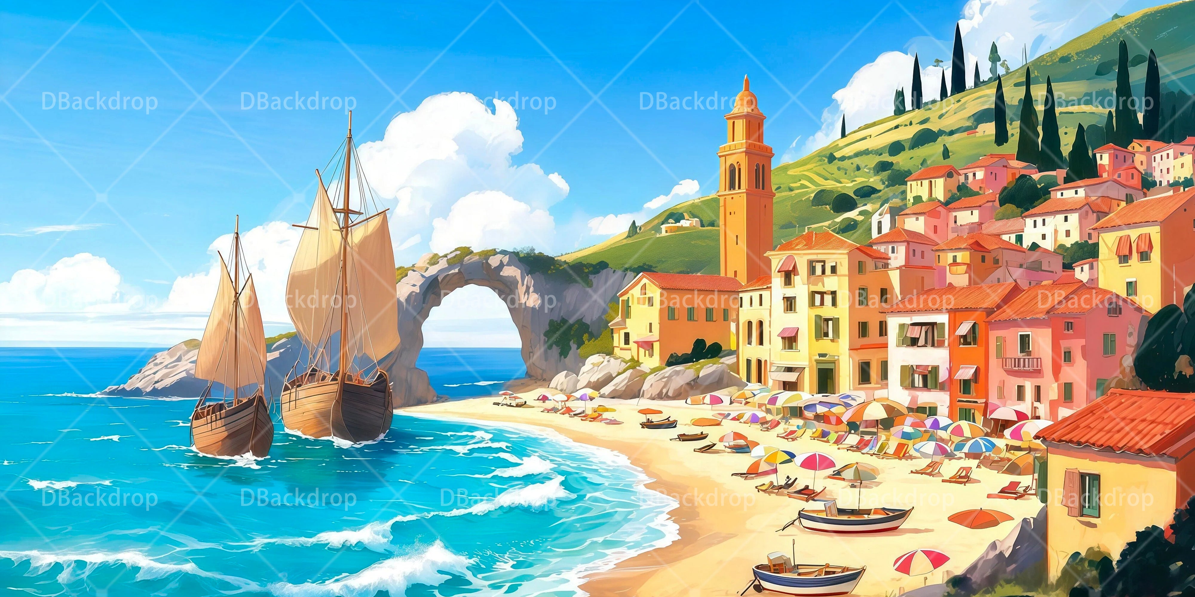 Movie Theater Backdrop Seaside Boulevard Stage Backdrop Ideas UK RR65-T66