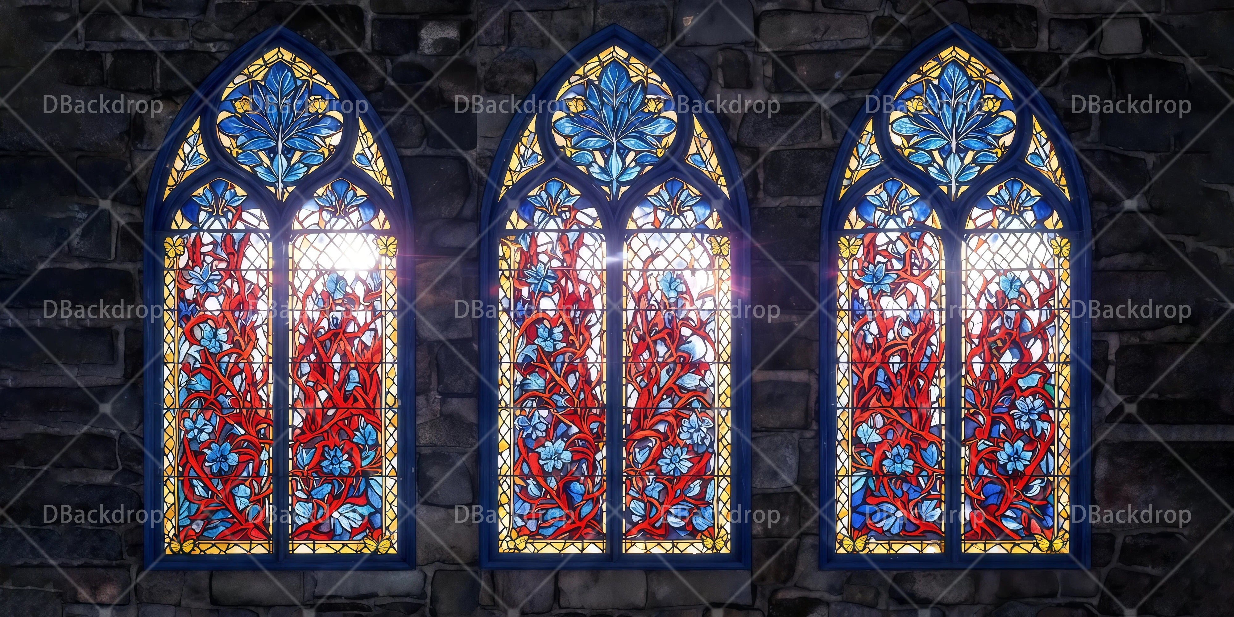 Church Stage Backdrops Stained Glass Windows Backdrop For Theater UK RR65-T80