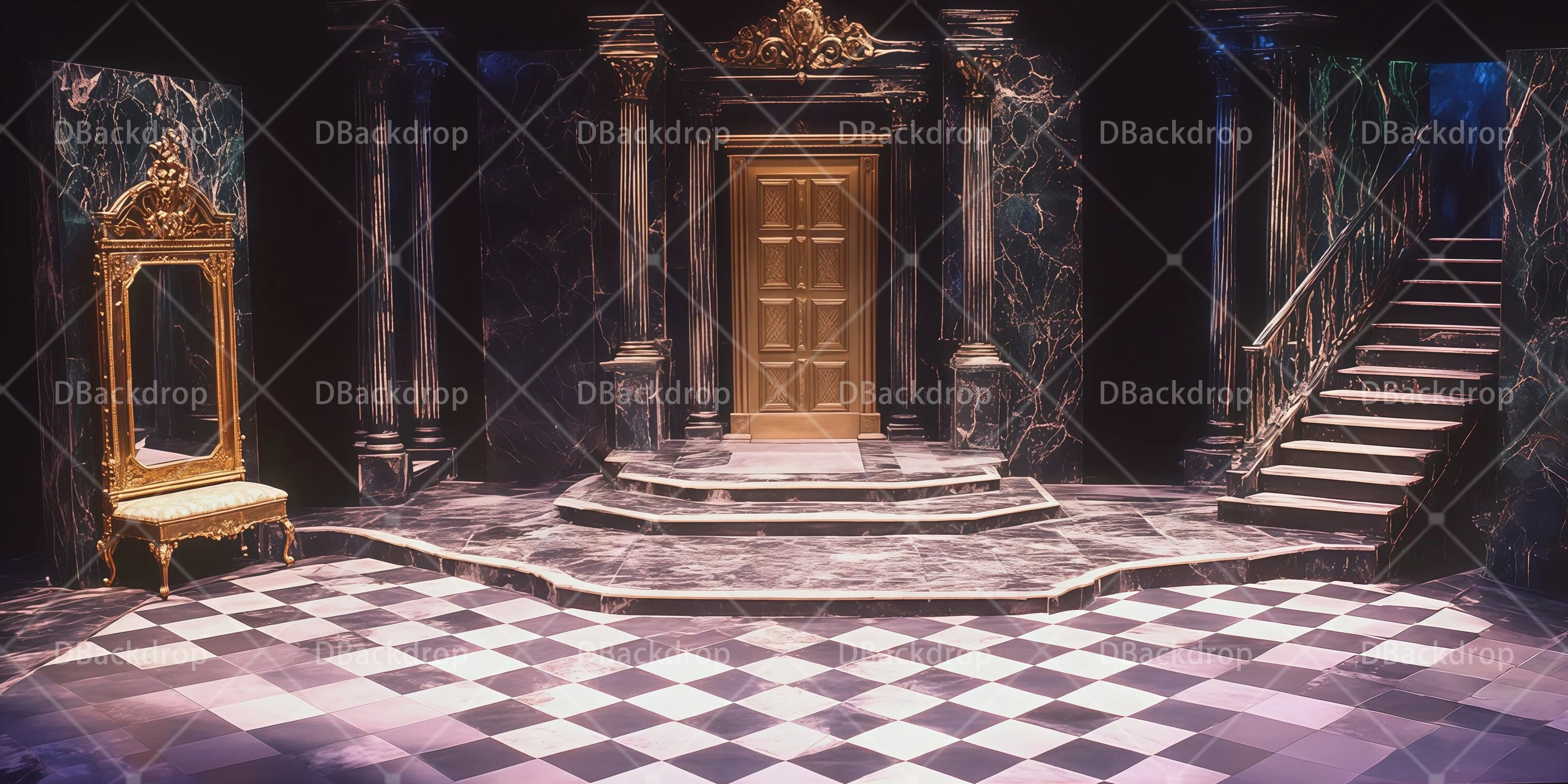 School Play Backdrops Black Marble Foyer UK Performance Backdrop RR66-T49