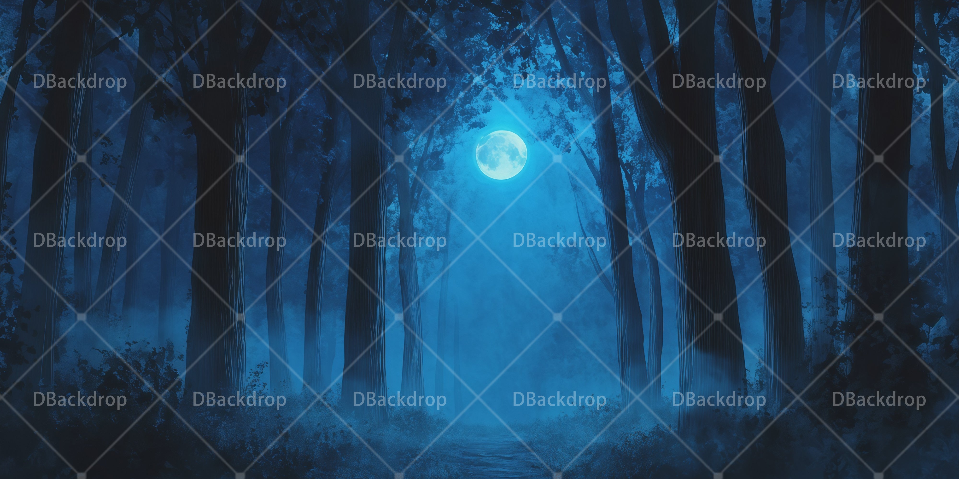 Scenic Backdrops Misty Moonlit Forest Stage Scenery Backdrops UK RR66-T76