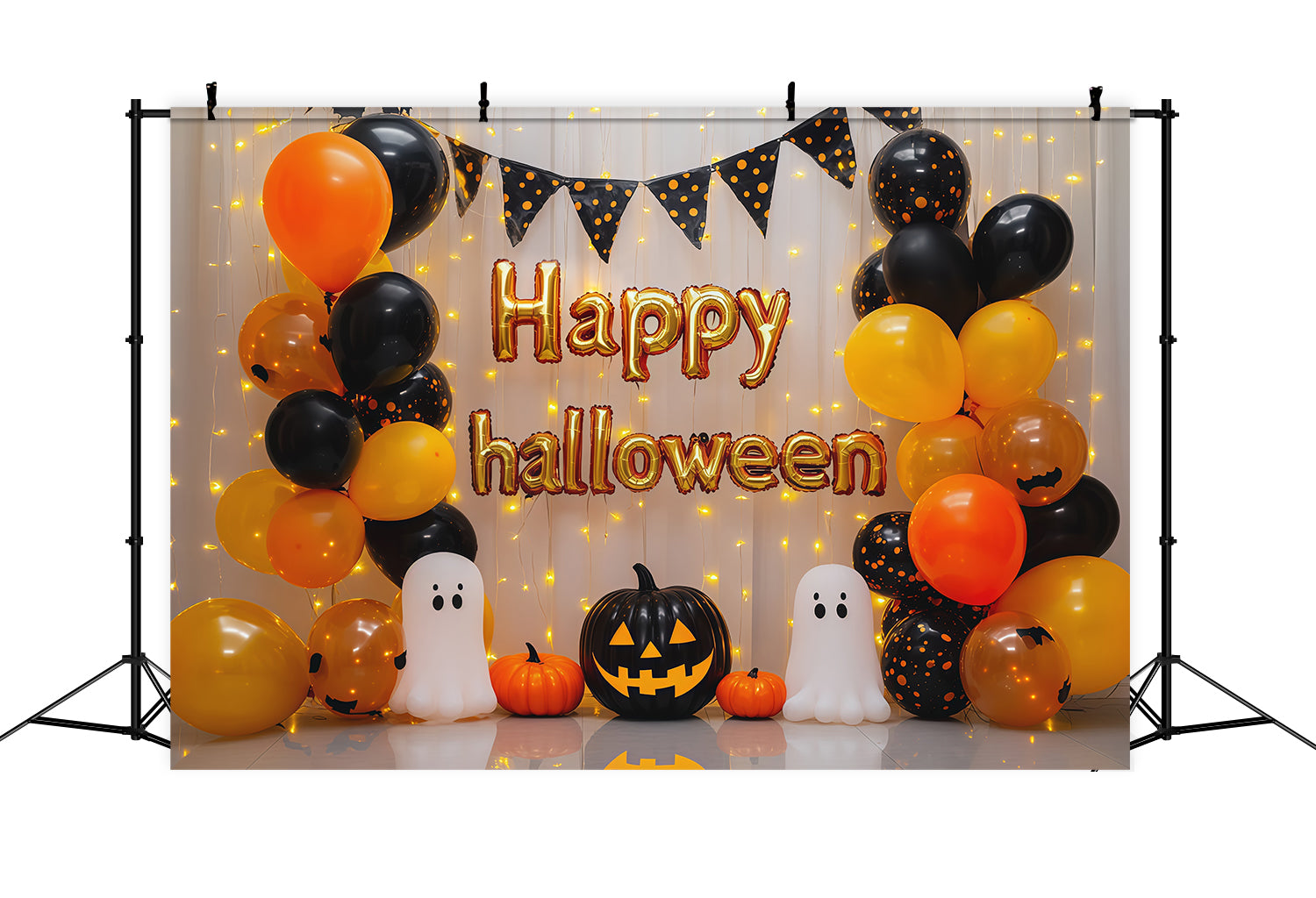 Halloween Party Picture Backdrop Orange Balloon Ghost Party Halloween Backdrop UK RR67-101