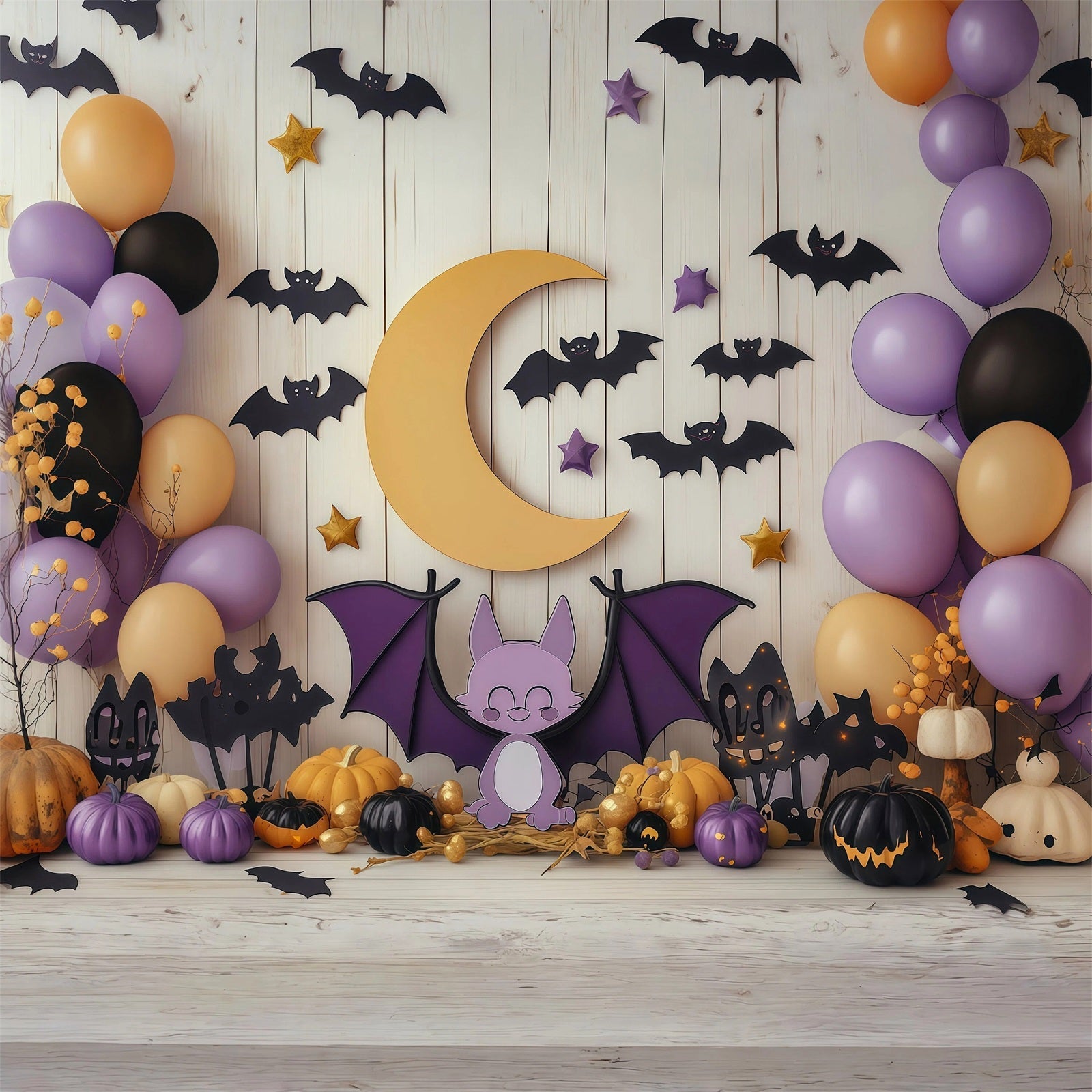 Cute Halloween Backdrops Bat Moon Balloon Party Halloween Backdrops Scene Setters UK RR67-106