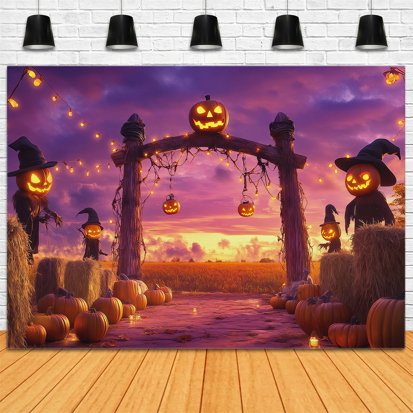 Halloween Pumpkin Backdrop Harvest Archway Scarecrows Halloween Photo Backdrop Ideas UK RR67-12