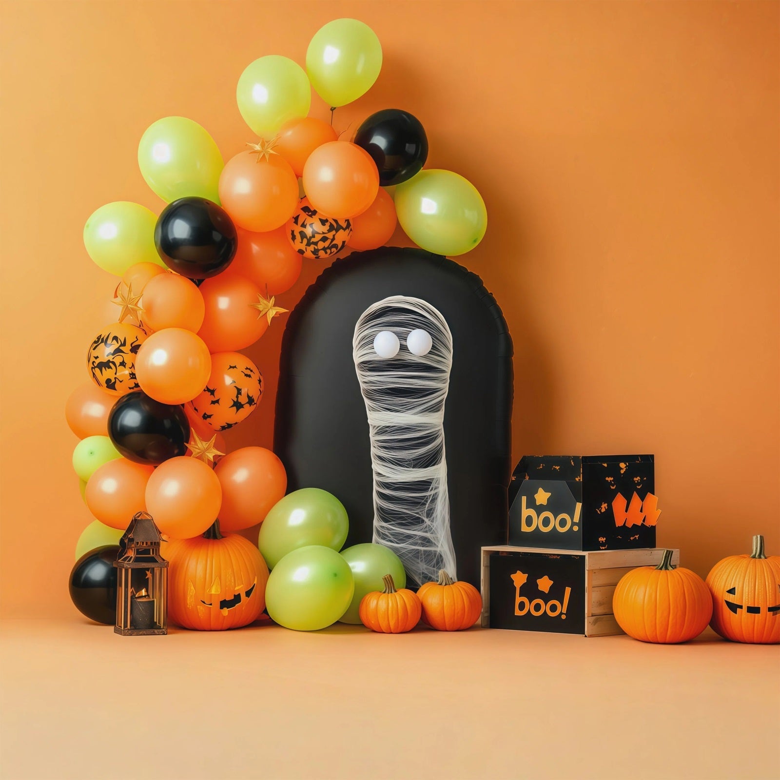 Halloween Picture Backdrops Mummy Balloon Pumpkin Party Halloween Birthday Backdrop UK RR67-126