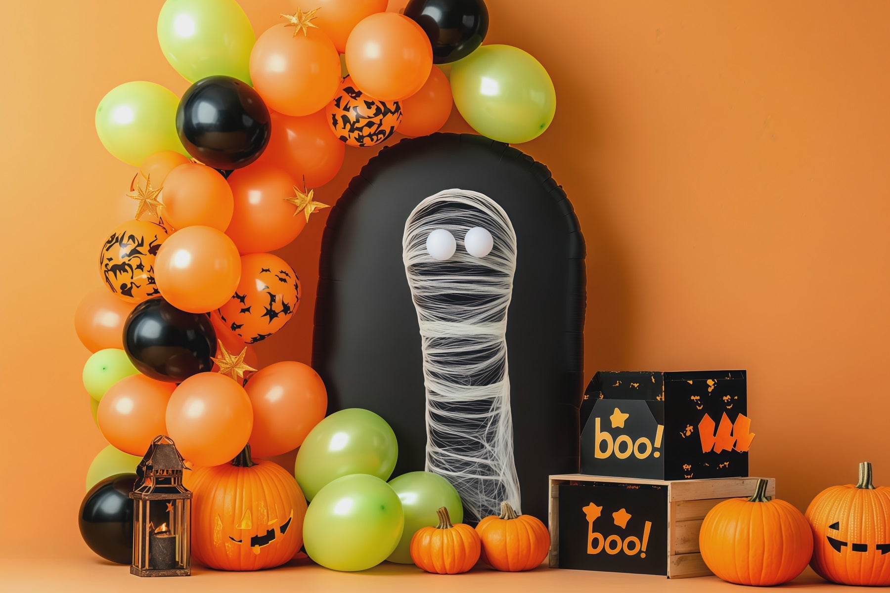 Halloween Picture Backdrops Mummy Balloon Pumpkin Party Halloween Birthday Backdrop UK RR67-126