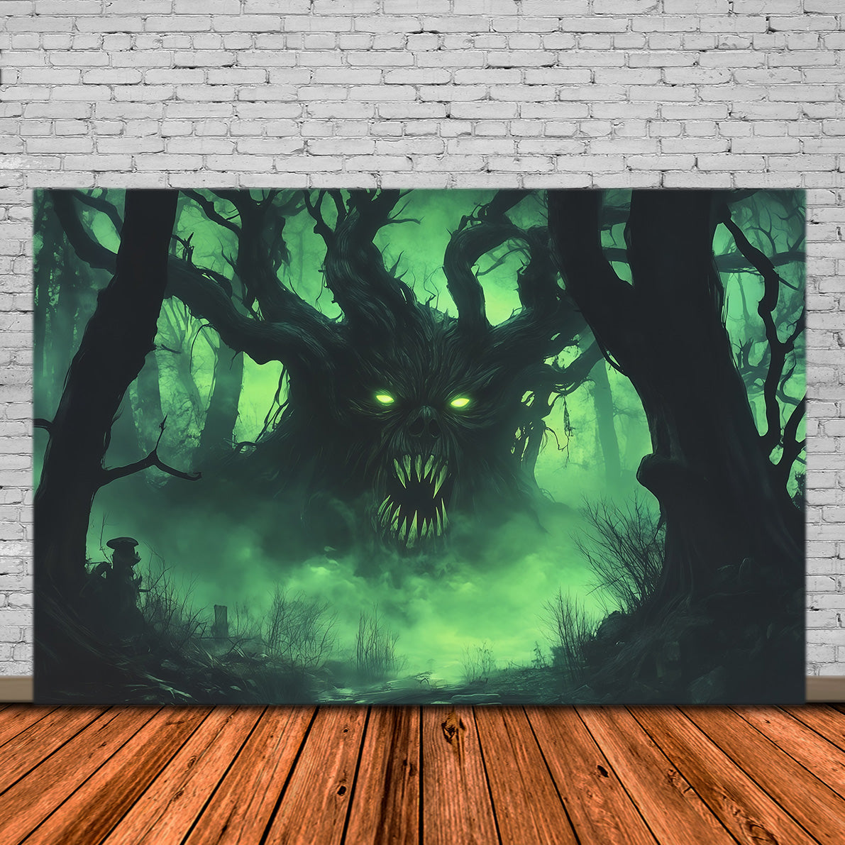 Halloween Forest Backdrop Green Mist Tree Monster Vintage Halloween Backdrop UK RR67-132