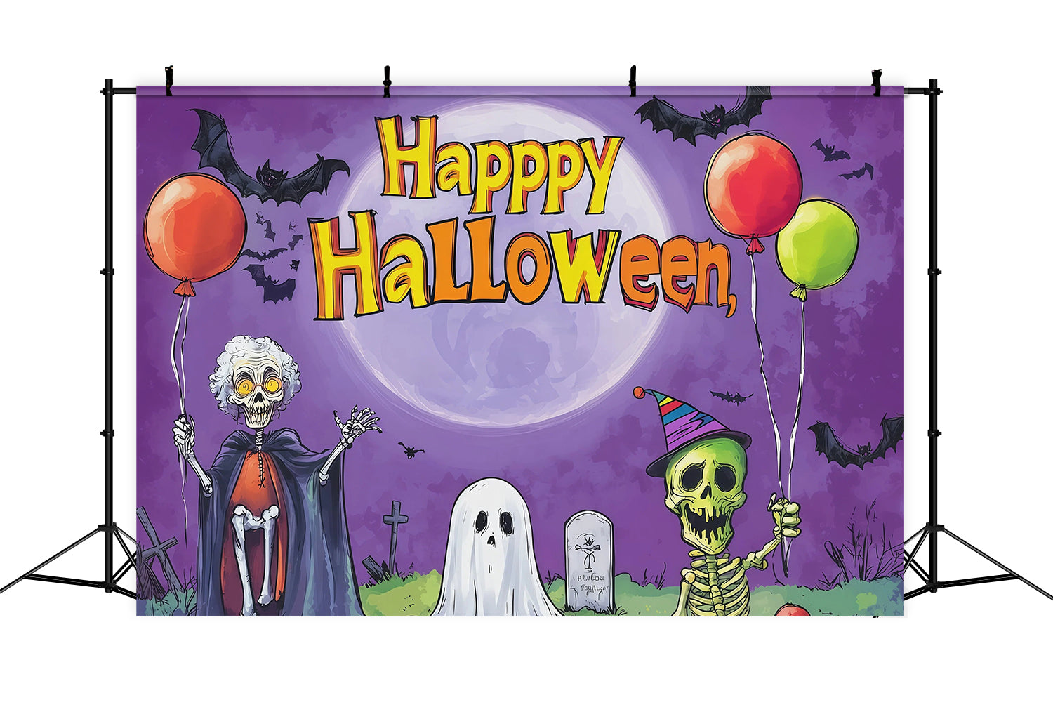 Halloween Party Backdrop Ideas Skeleton Ghost Balloon Halloween Scary Backdrops UK RR67-137