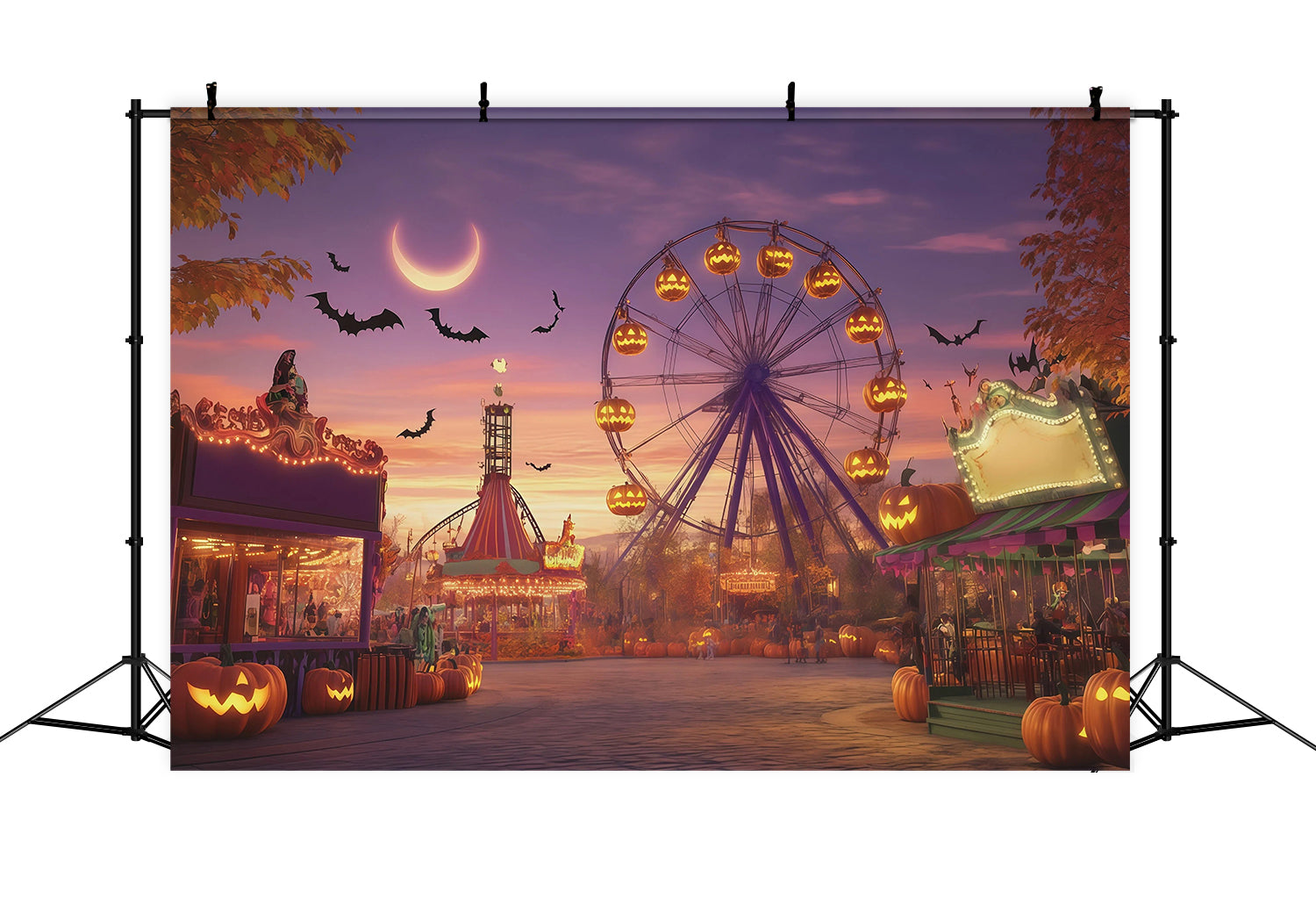 Halloween Carnival Backdrop Crescent Moon Pumpkin Diy Halloween Backdrop UK RR67-139