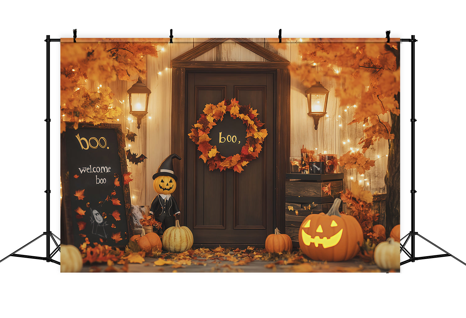 Diy Halloween Photo Booth Backdrop Pumpkin Doorway Welcome 10x10 Halloween Backdrop UK RR67-140
