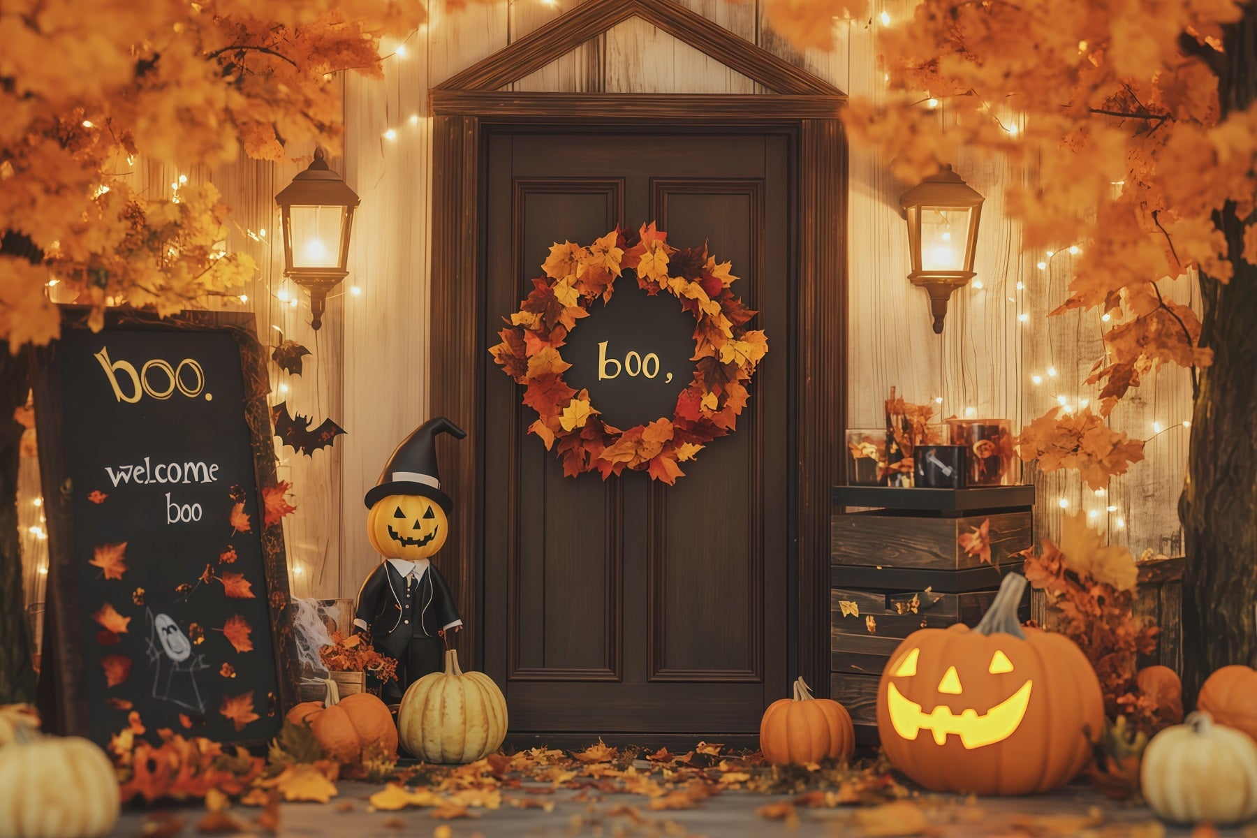 Diy Halloween Photo Booth Backdrop Pumpkin Doorway Welcome 10x10 Halloween Backdrop UK RR67-140
