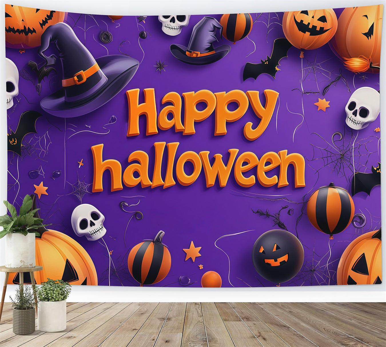 Halloween Backdrop Ideas Diy Pumpkin Skull Balloon Party Purple Halloween Backdrop UK RR67-143