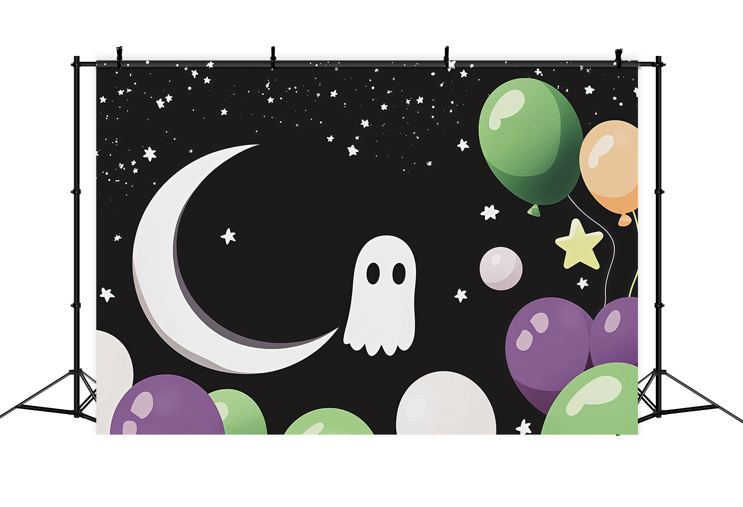 Halloween Theme Backdrop Cute Ghost Moon Balloon Halloween Backdrop For Photos UK RR67-153