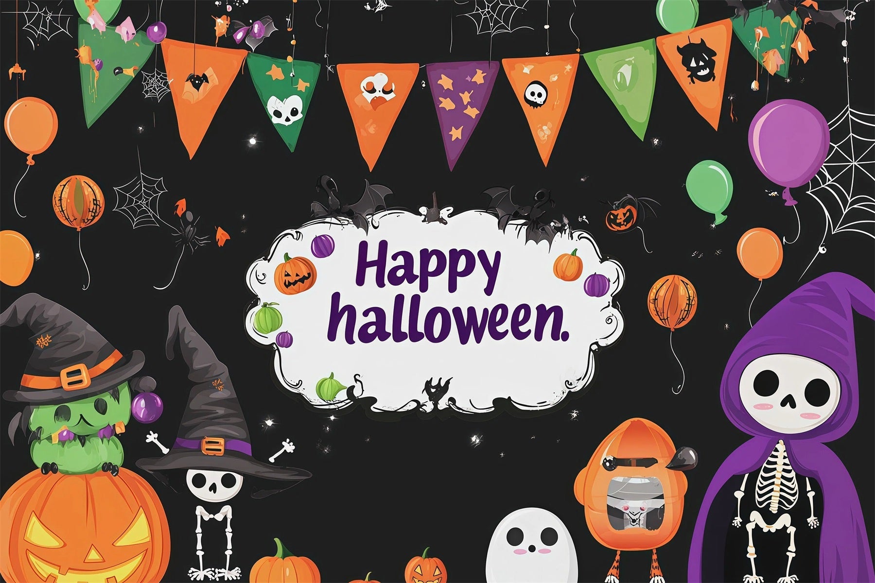 Halloween Party Backdrops Cute Skeleton Pumpkin Celebration Halloween Photo Booth Backdrop UK RR67-156
