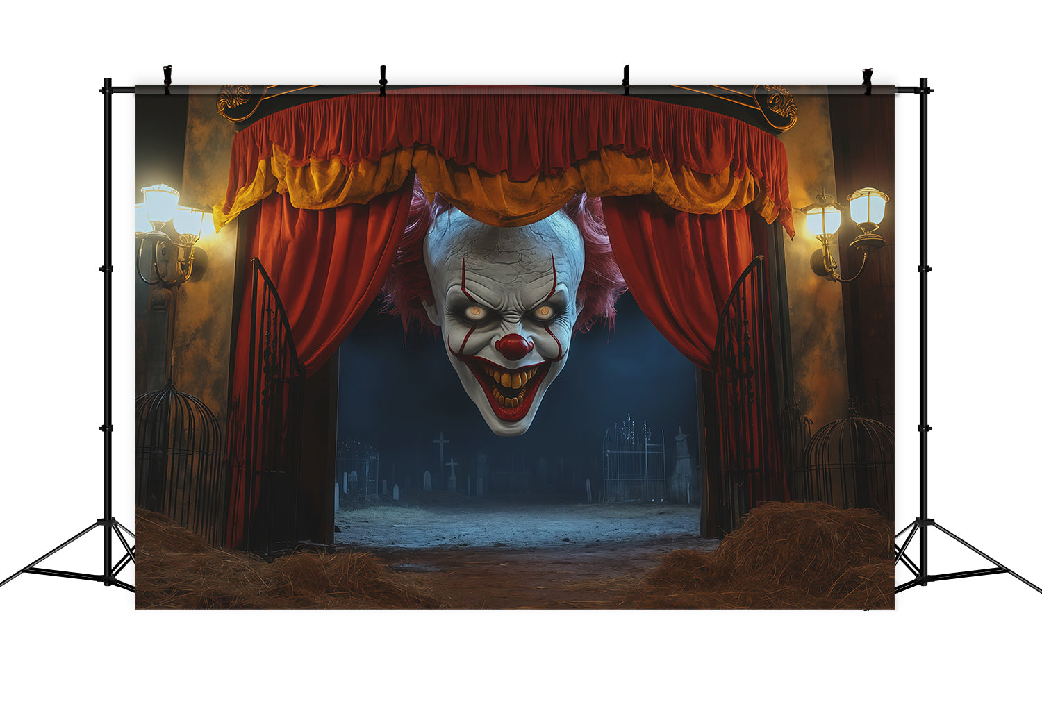 Scary Clown Backdrop Sinister Theater Entrance Empty Tomb Backdrop UK RR67-161