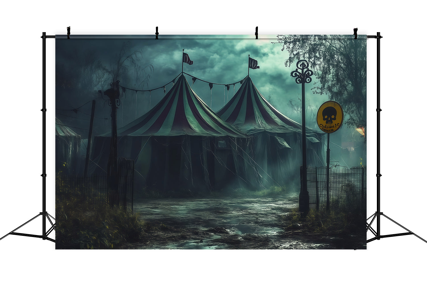 Scary Circus Backdrop Foggy Abandoned Grounds Wizard Of Oz Backdrop UK RR67-164