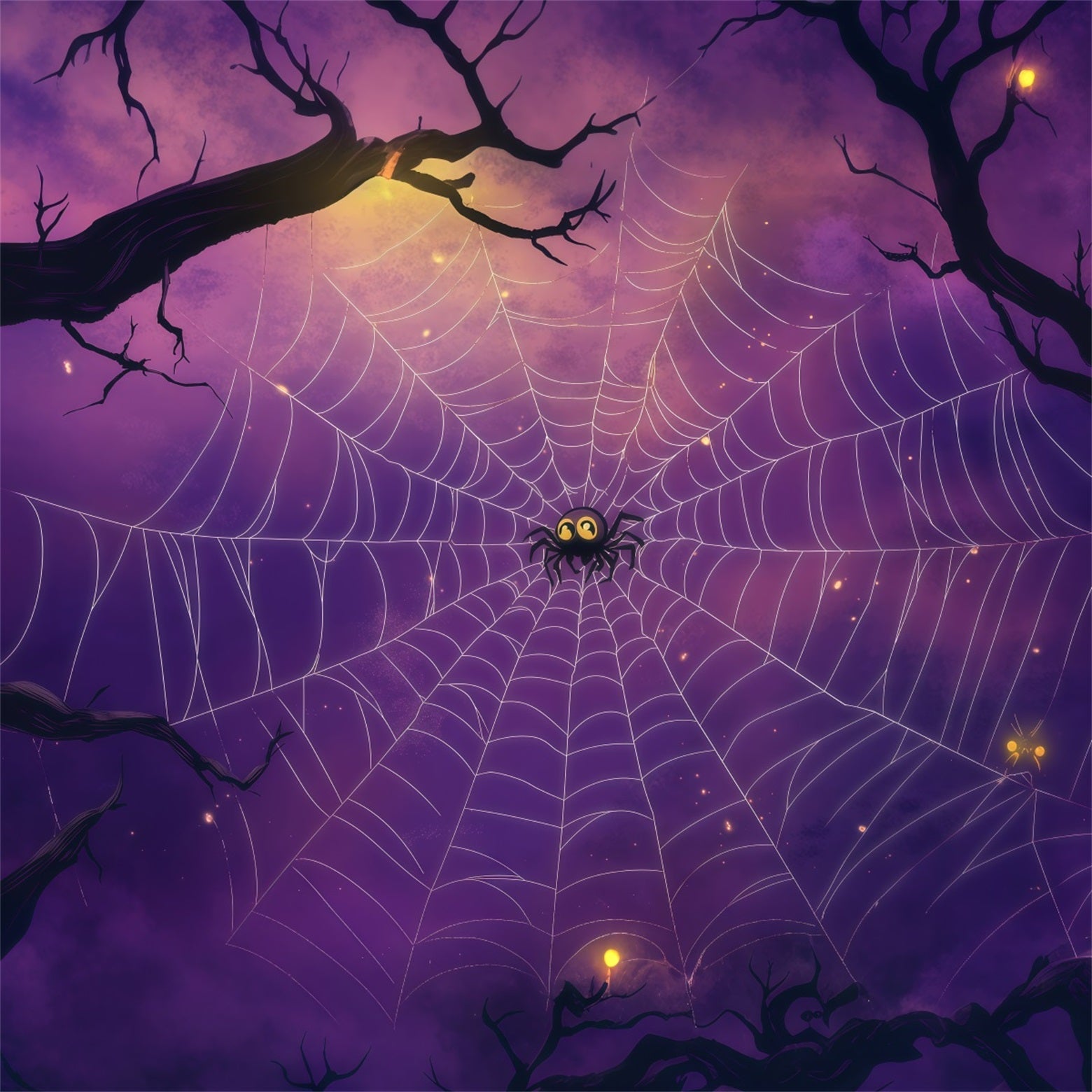 Spider Backdrop Purple Moonlit Spiderweb Hollow Diy Halloween Photo Backdrop UK RR67-167