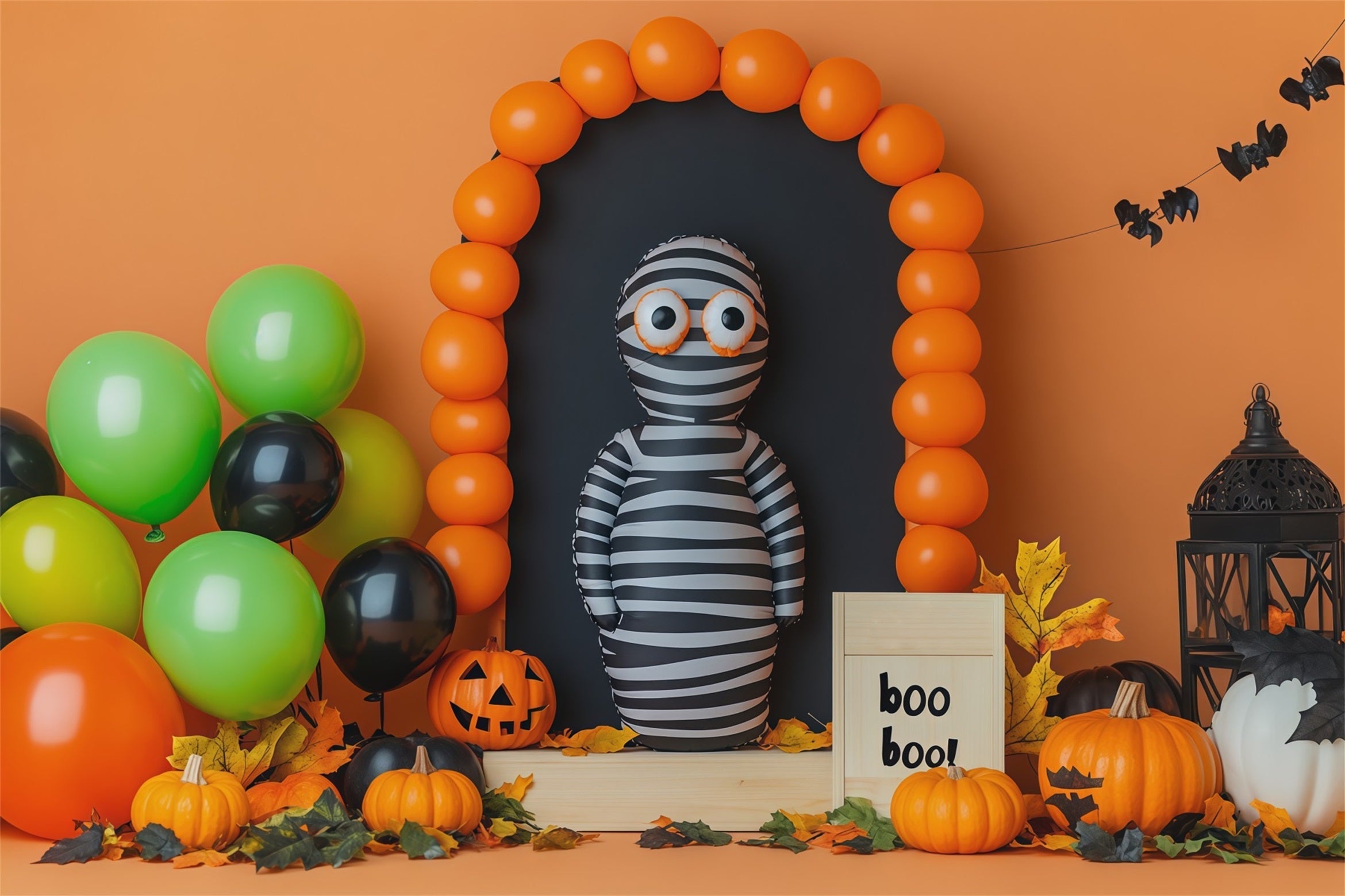 Halloween Balloon Backdrop Ideas Striped Mummy Arch Halloween Cardboard Backdrops UK RR67-182