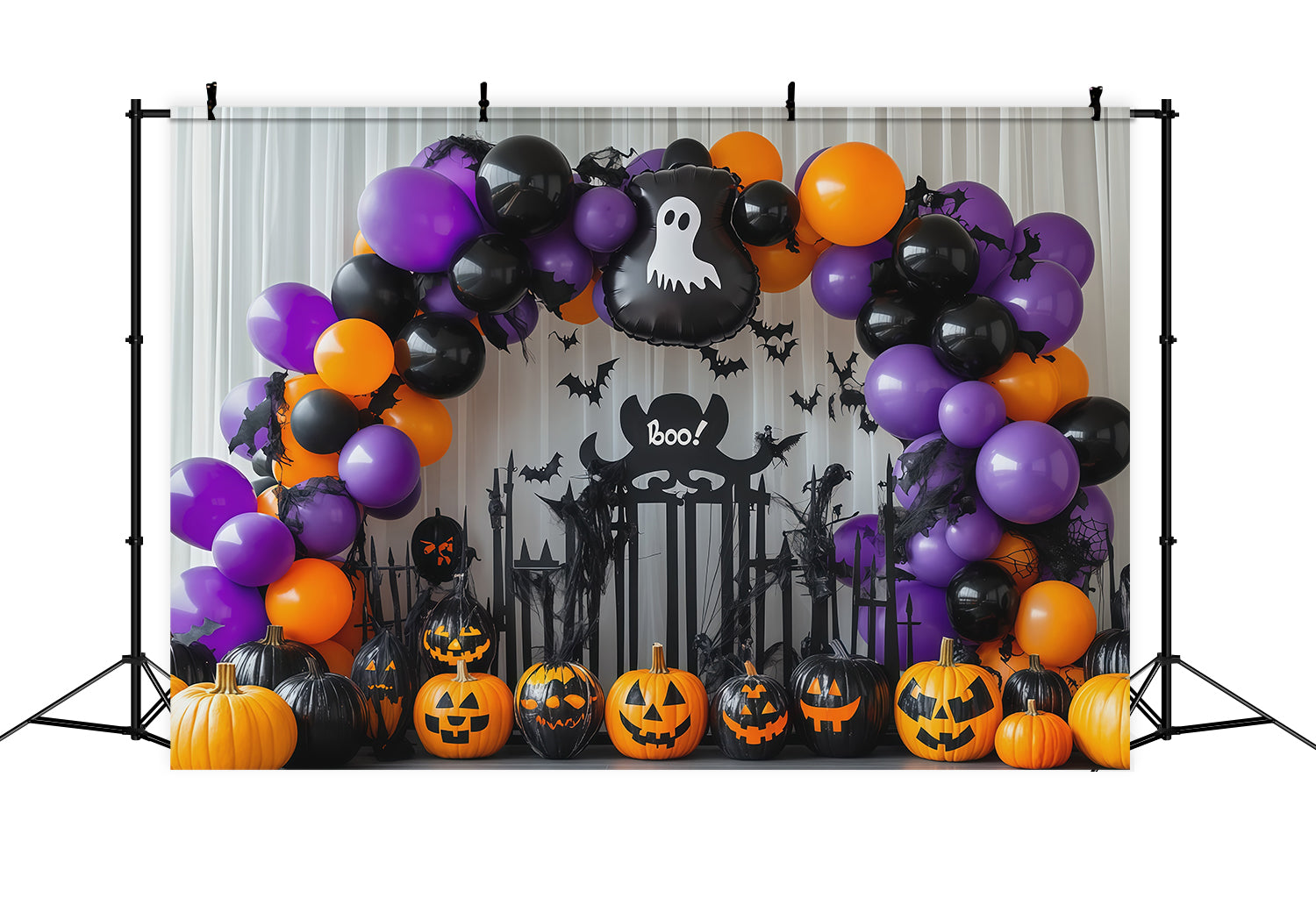 Halloween Balloon Photo Backdrop Ghost Pumpkin Arch Halloween Backdrop Outdoor UK RR67-185