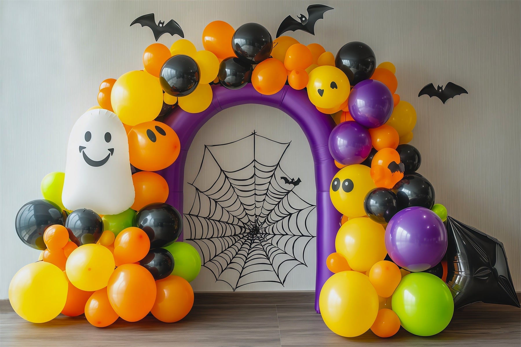 Halloween Balloon Backdrops Colorful Ghost Spiderweb Arch Magic Show Backdrop UK RR67-191