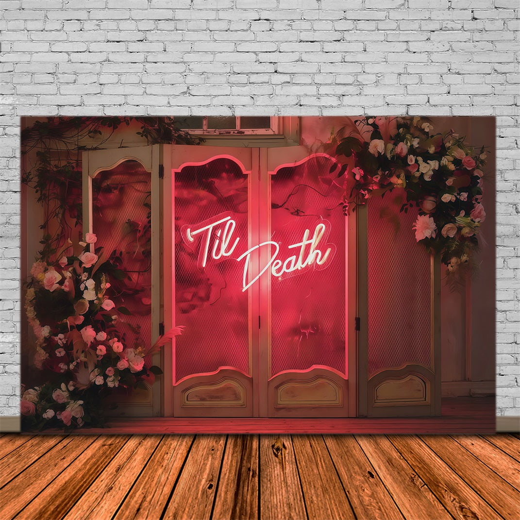 Halloween Wedding Backdrop Pink Gothic Neon Florals Halloween Photo Backdrop UK RR67-3