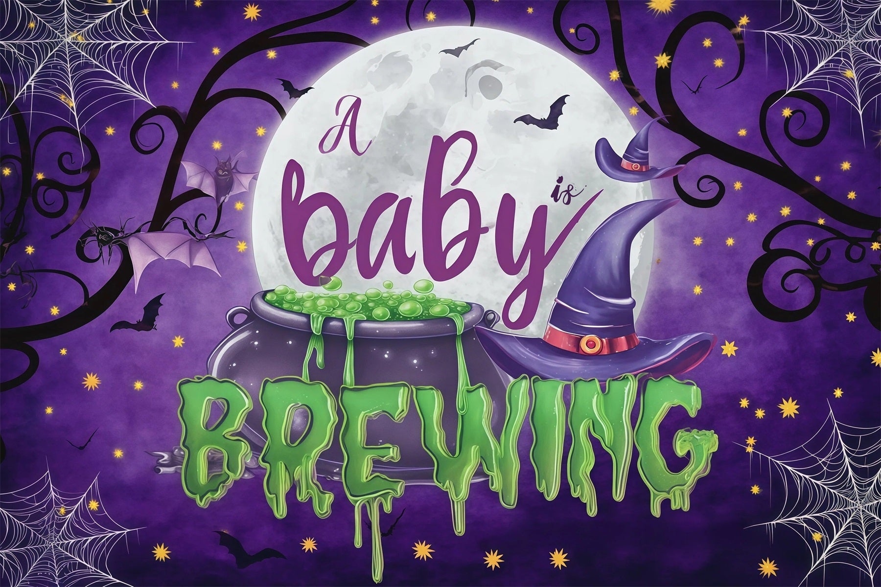 Halloween Baby Shower Backdrop Baby Brewing Witch Cauldron Photography Halloween Backdrop UK RR67-36