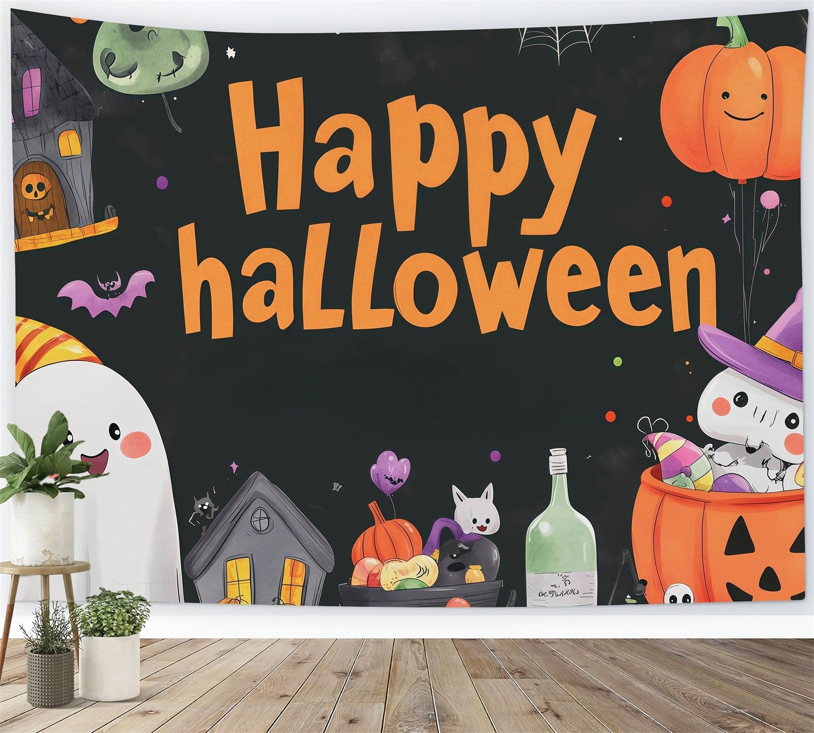 Cute Halloween Backdrops Cute Ghost Pumpkin Party Halloween Backdrops Scene Setters UK RR67-56