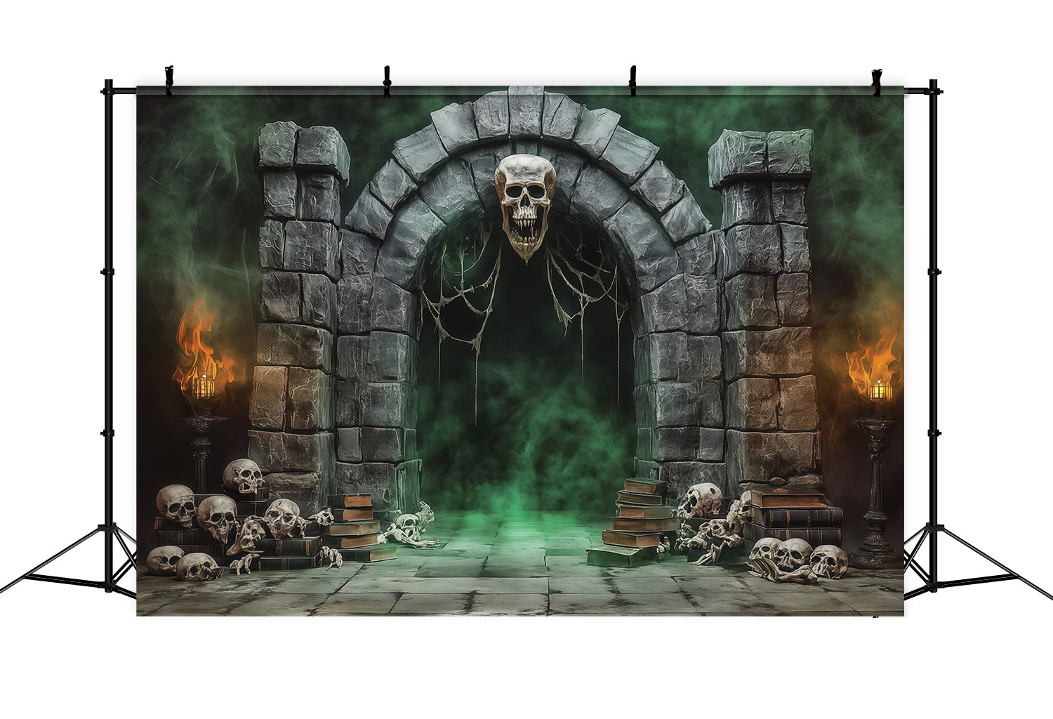 Fabric Halloween Backdrop Skull Stone Portal Fog Halloween Backdrop For Pictures UK RR67-79