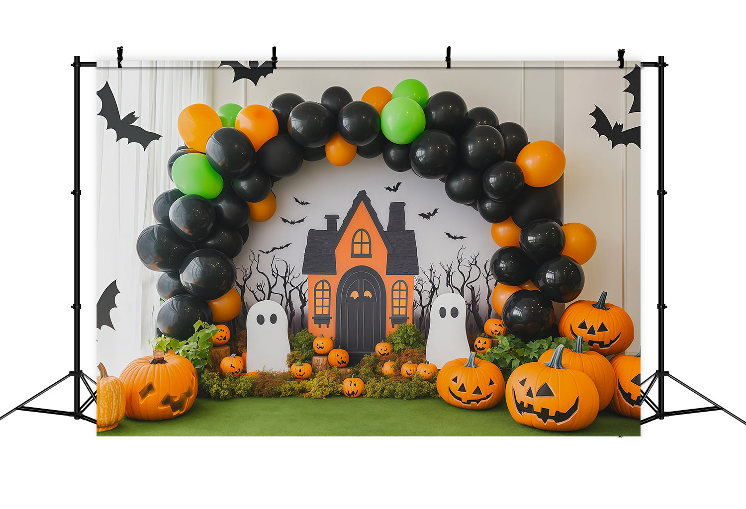 Halloween Balloon Backdrop Pumpkin Ghost Party Decor Halloween Themed Backdrop UK RR67-80