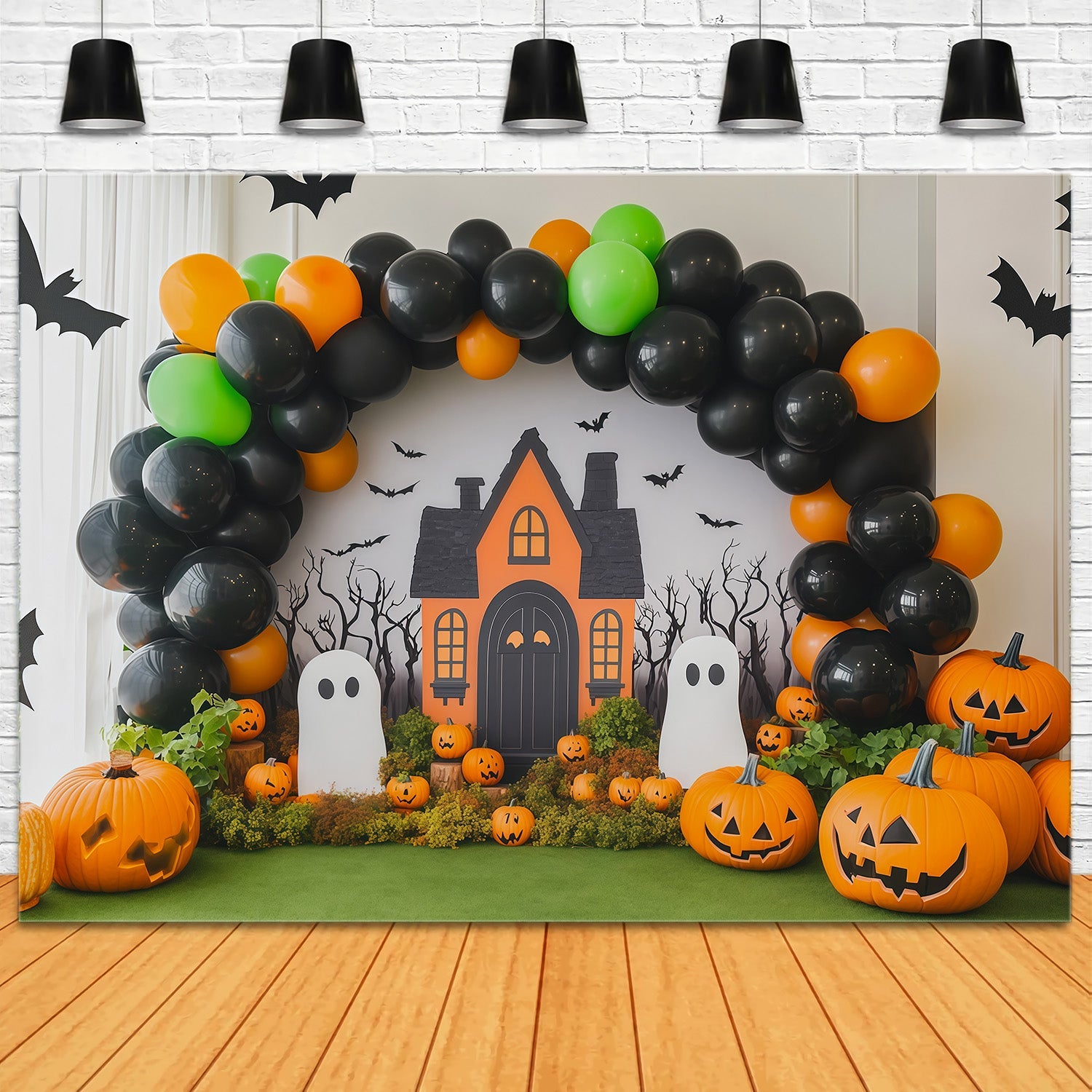 Halloween Balloon Backdrop Pumpkin Ghost Party Decor Halloween Themed Backdrop UK RR67-80