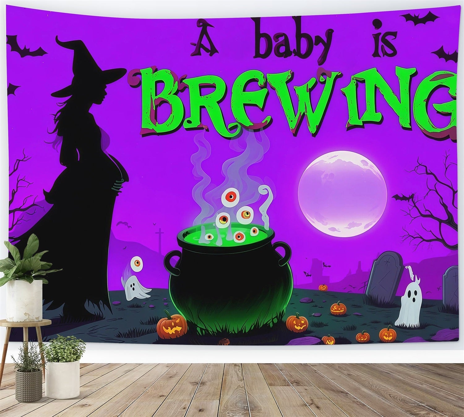 Halloween Baby Shower Backdrop Witch Cauldron Baby Brewing Photography Halloween Backdrop UK RR67-86