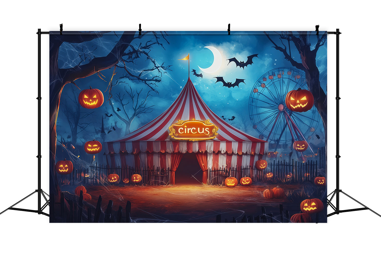 Halloween Backdrops For Pictures Moonlit Circus Pumpkin Tent Halloween Circus Backdrop UK RR67-89