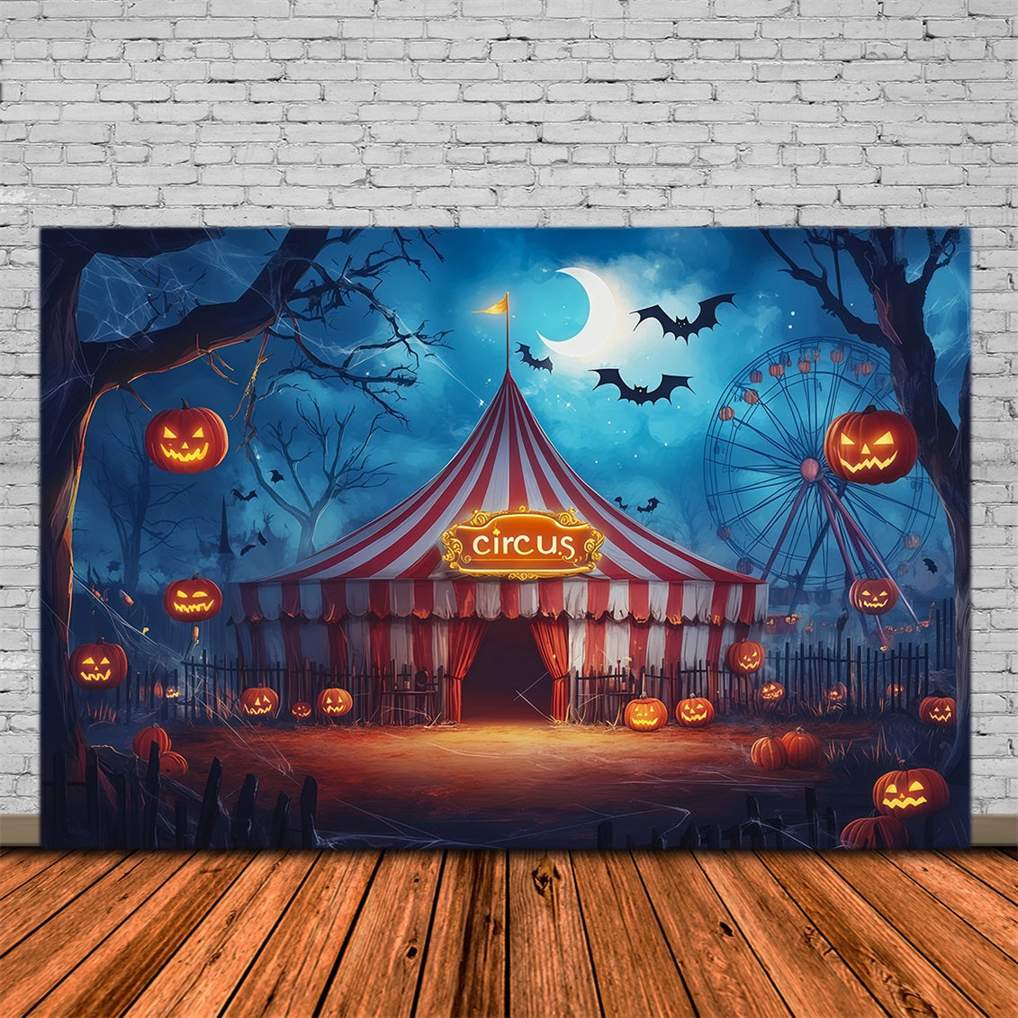 Halloween Backdrops For Pictures Moonlit Circus Pumpkin Tent Halloween Circus Backdrop UK RR67-89