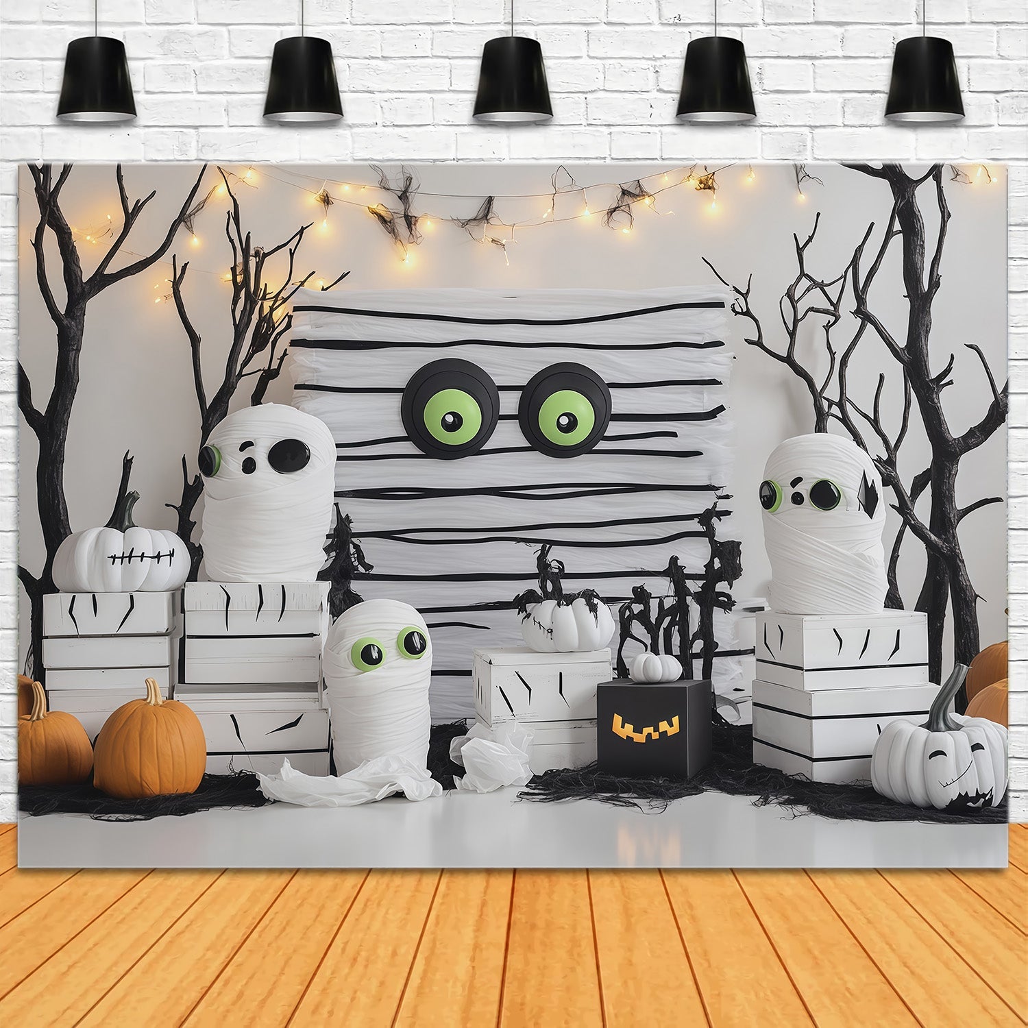 Simple Halloween Backdrop Cute Mummy Pumpkin Party Extra Large Halloween Backdrop UK RR67-98