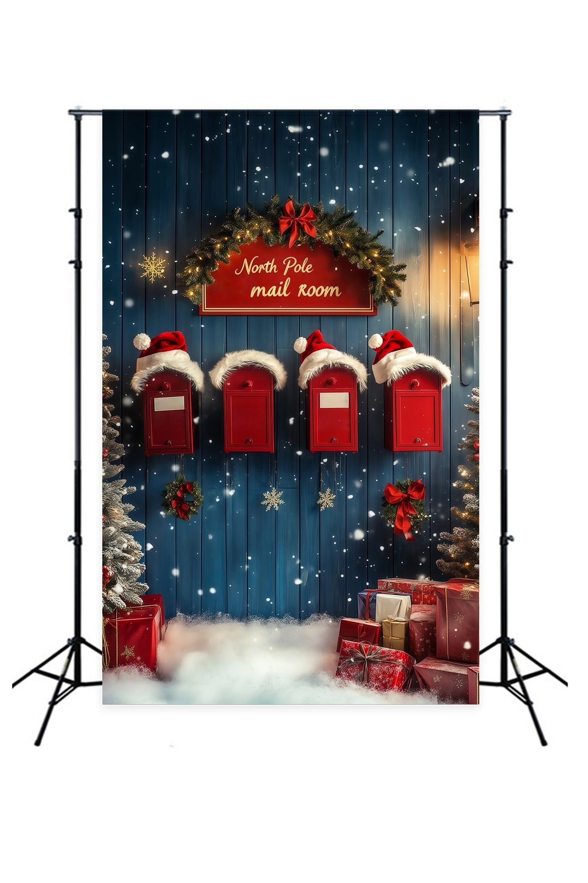 North Pole Christmas Backdrop Snowy Mailbox Wall Photo Backdrop Christmas UK RR68-69