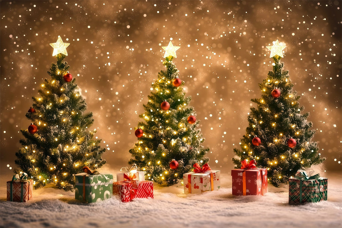 Christmas Tree Backdrop Bokeh Snowy Glowing Trees Backdrops Christmas UK RR68-74