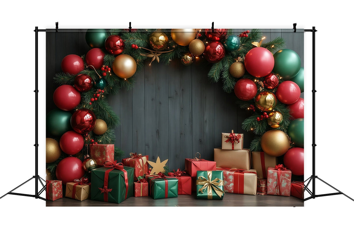 Christmas Wall Backdrop Festive Bauble Gift Arch Muslin Christmas Backdrop UK RR68-94