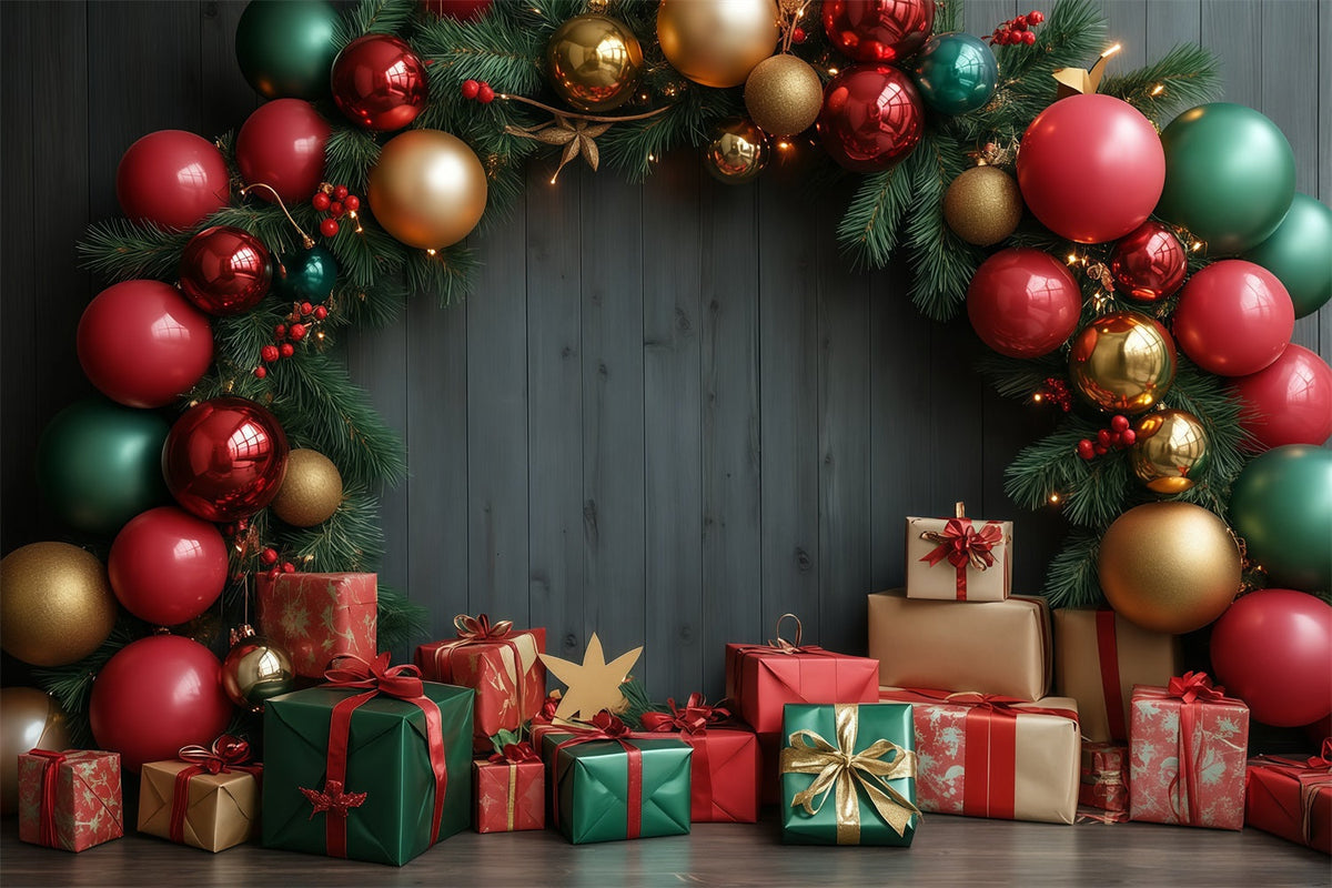 Christmas Wall Backdrop Festive Bauble Gift Arch Muslin Christmas Backdrop UK RR68-94