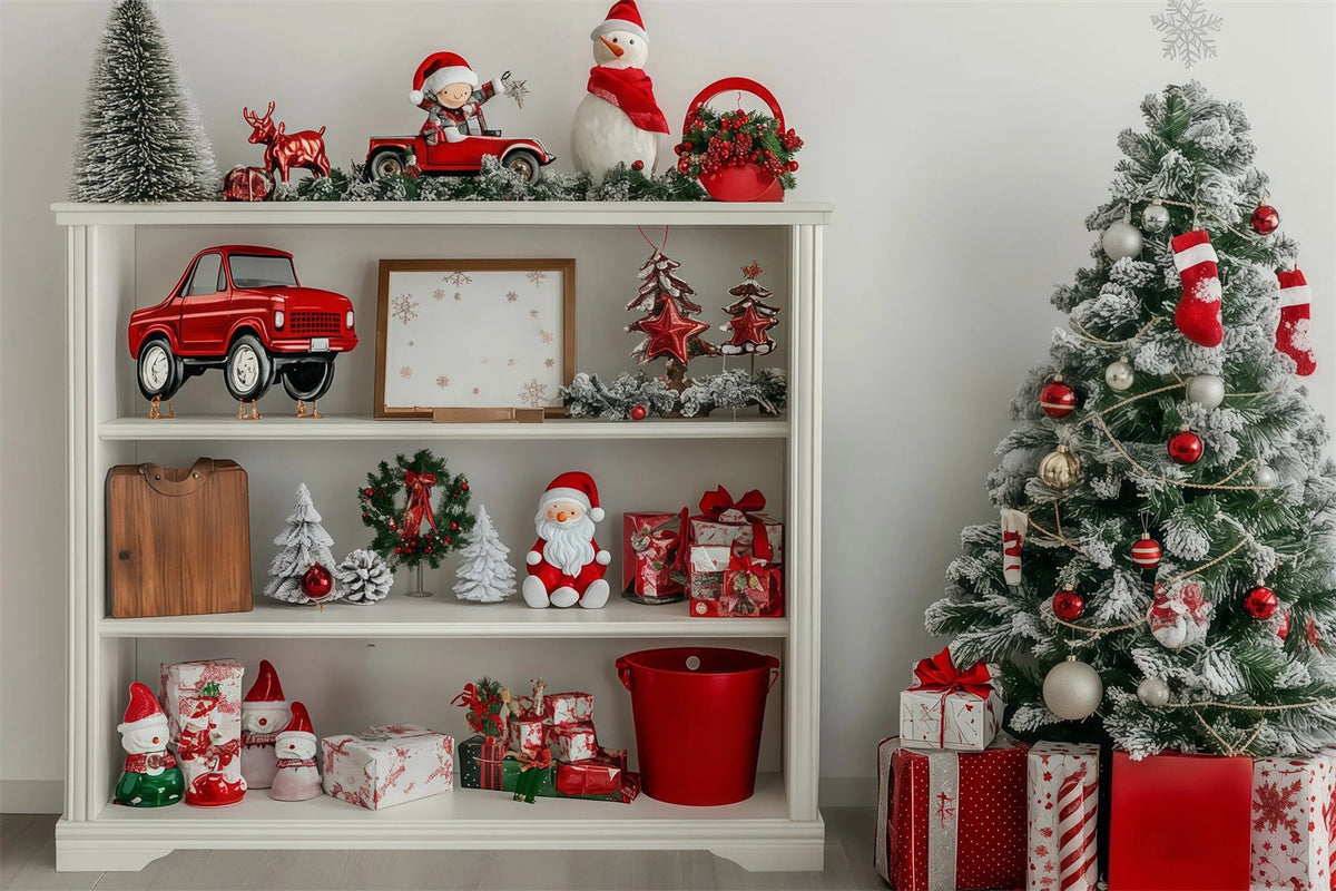 Christmas Ornament Backdrop Festive Shelf Tree Display Christmas Muslin Backdrops UK RR68-97