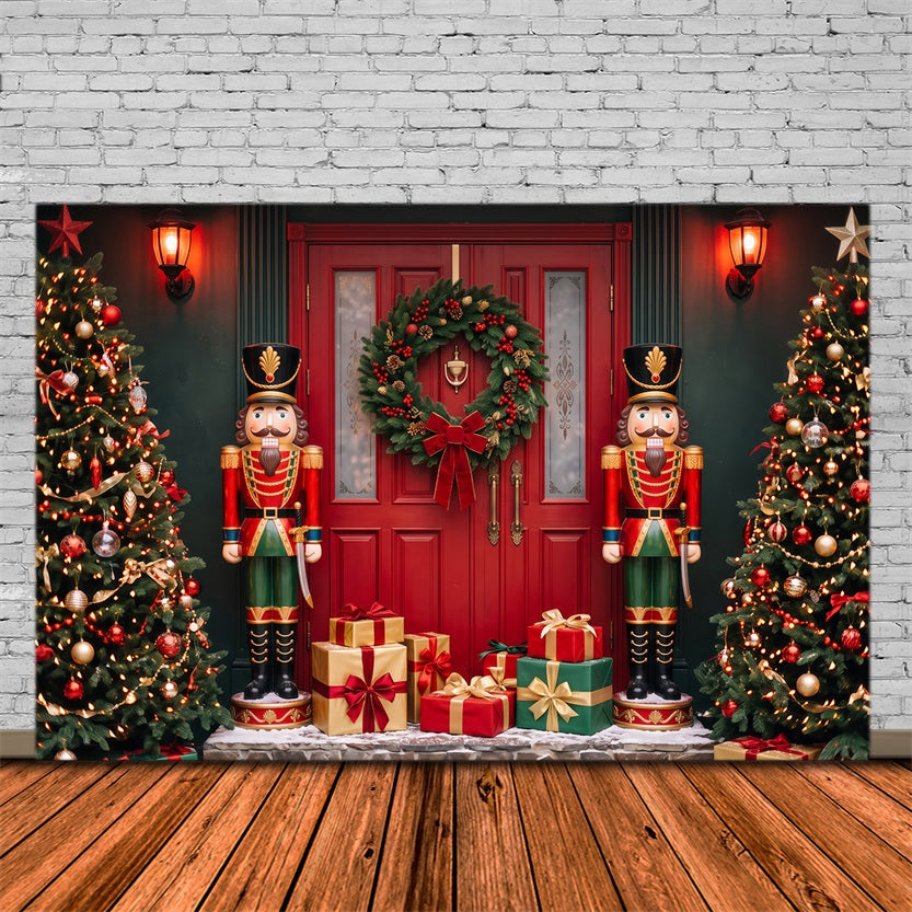 Christmas Door Backdrop Nutcracker Tree Gift Display Christmas Studio Backdrop UK RR69-110