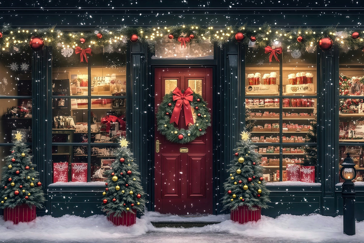 Christmas Shop Backdrop Festive Shopfront Gift Display Christmas Wall Backdrops UK RR69-15
