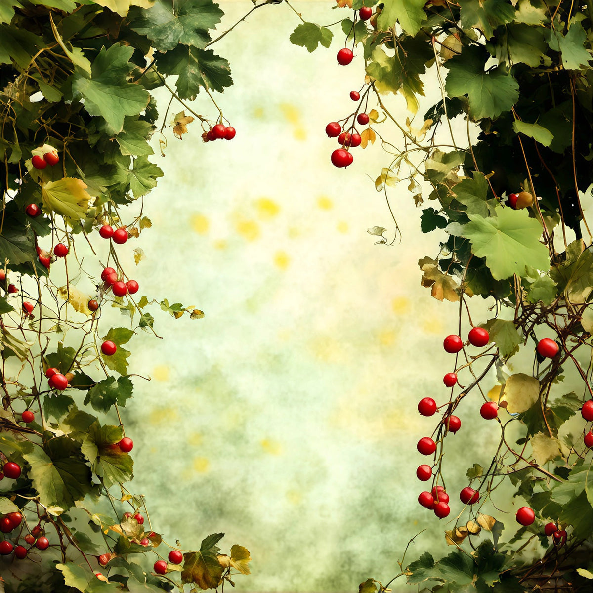 Christmas Greenery Backdrop Berry Green Leaves Frame Photo Christmas Backdrop UK RR69-20