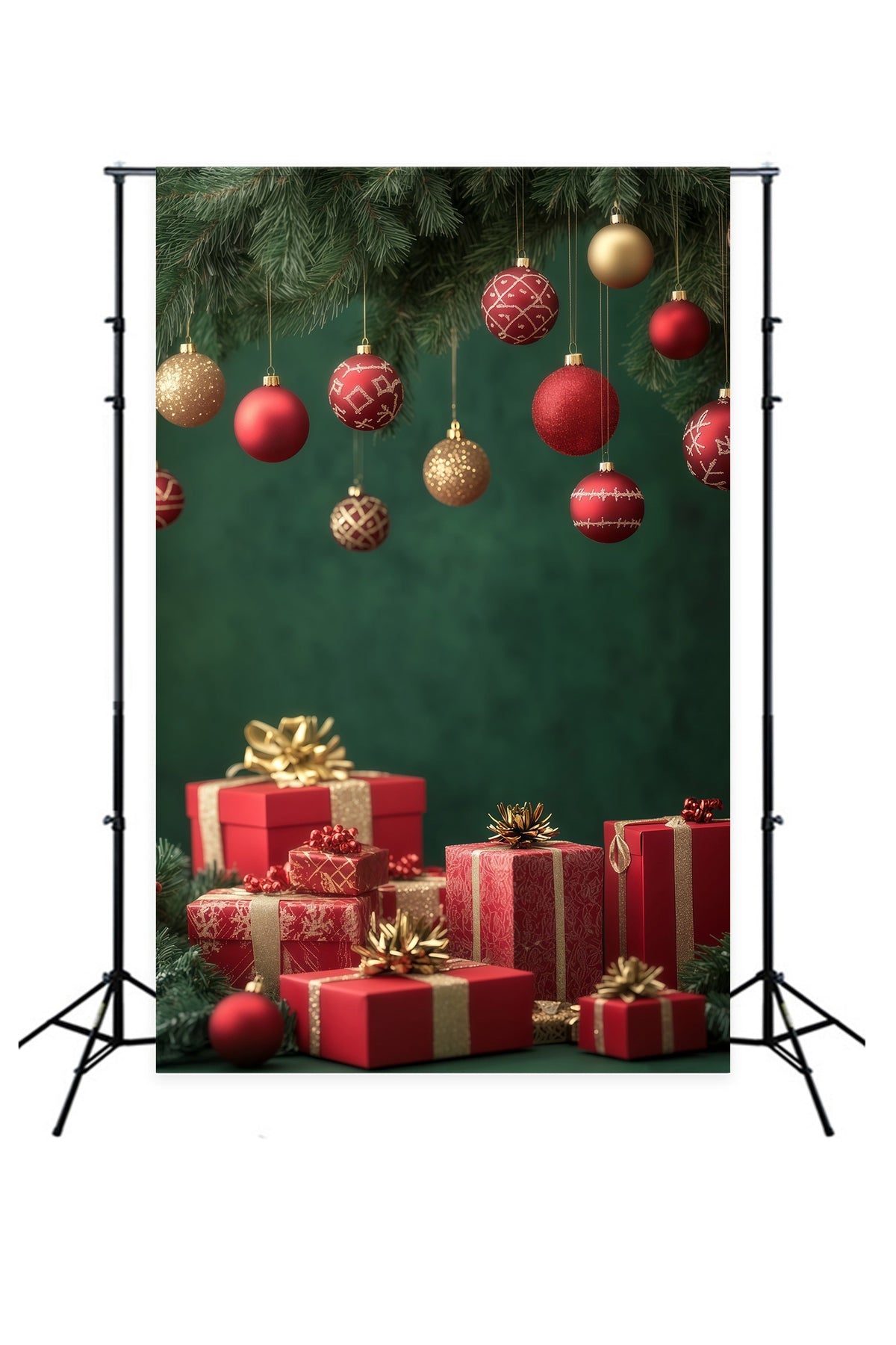 Christmas Ball Backdrop Ornament Gift Box Display Photo Christmas Backdrops UK RR69-21
