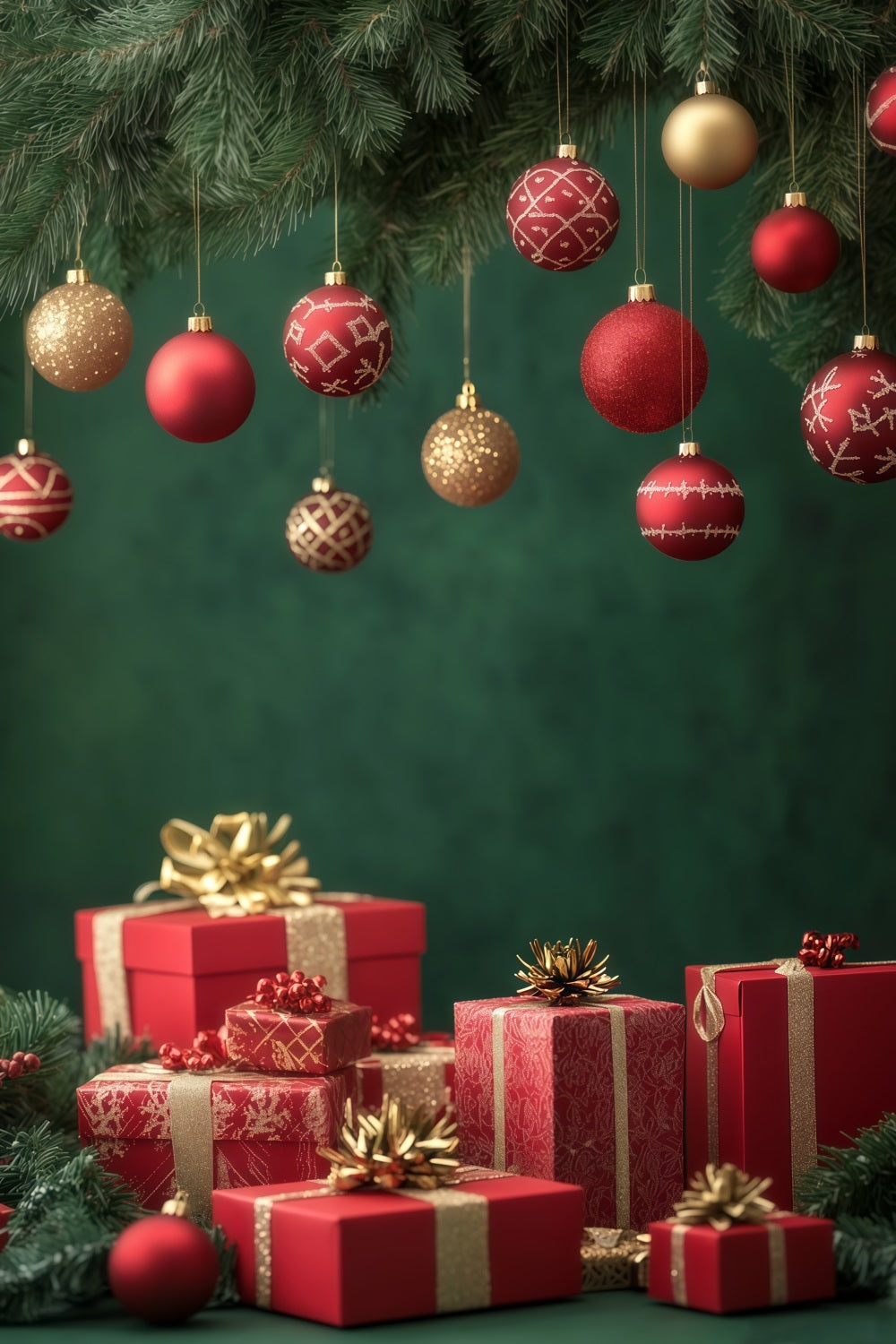 Christmas Ball Backdrop Ornament Gift Box Display Photo Christmas Backdrops UK RR69-21