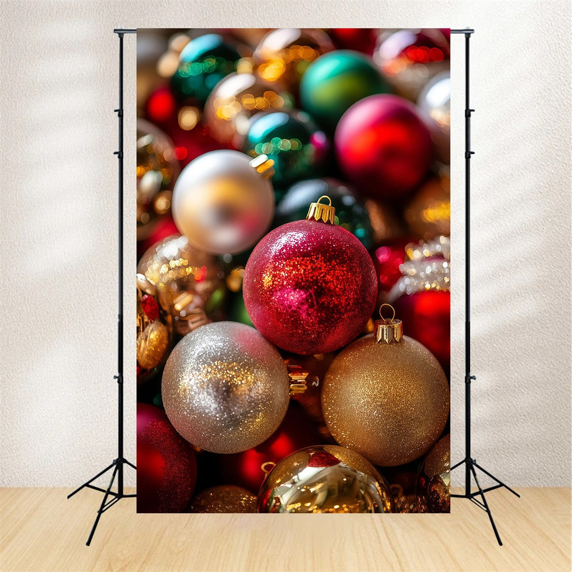 Christmas Balls Backdrop Colorful Bauble Closeup Texture Christmas Studio Backdrops UK RR69-22
